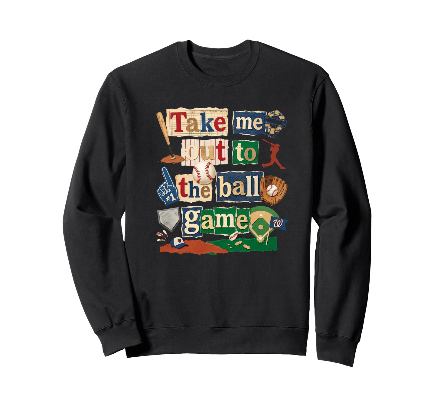Take Me Out Baseball Typography Game Sweatshirt - Graphic Print for Adults - T-Shirt, Sweatshirt, Hoodie