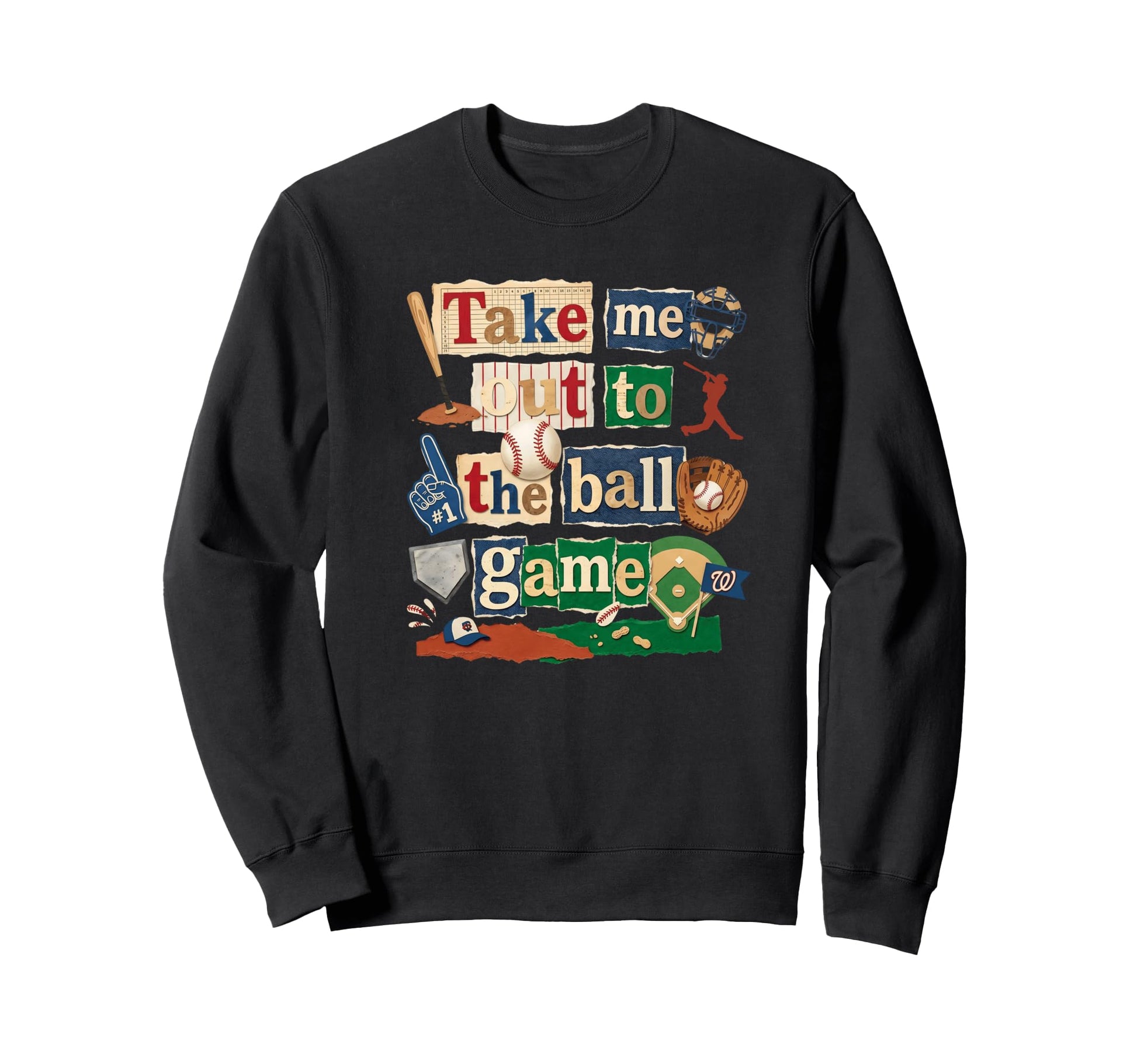 Take Me Out Baseball Typography Game Sweatshirt - Graphic Print for Adults - T-Shirt, Sweatshirt, Hoodie