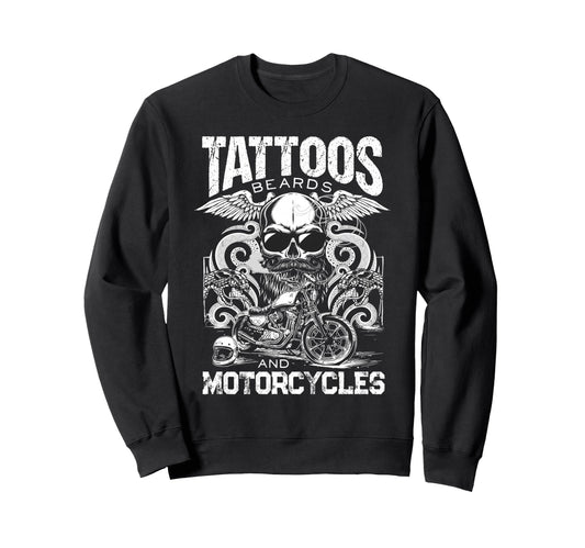Bearded Tattooed Motorcycle Lover Sweatshirt - Novelty Apparel Unisex - T-Shirt, Sweatshirt, Hoodie