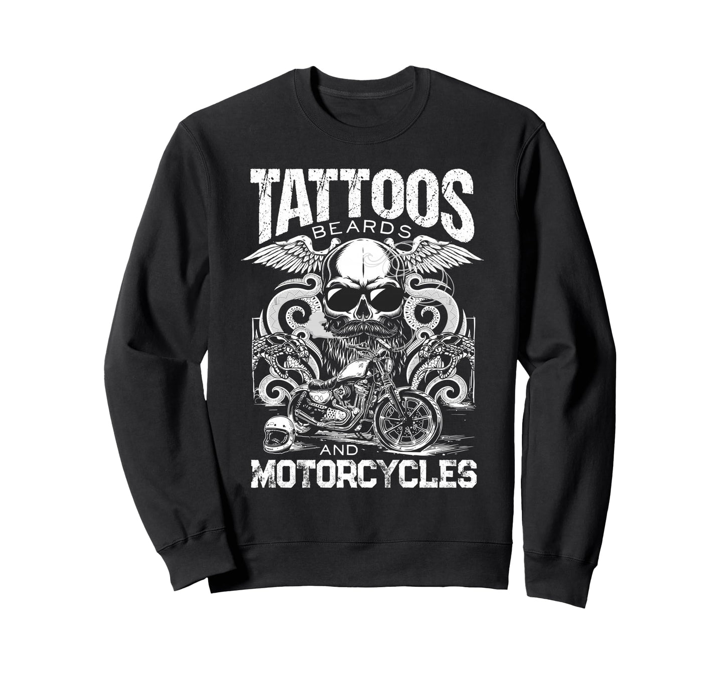Tattoos Beards And Motorcycles Sweatshirt - Aesthetic Graphic Men Women - T-Shirt, Sweatshirt, Hoodie