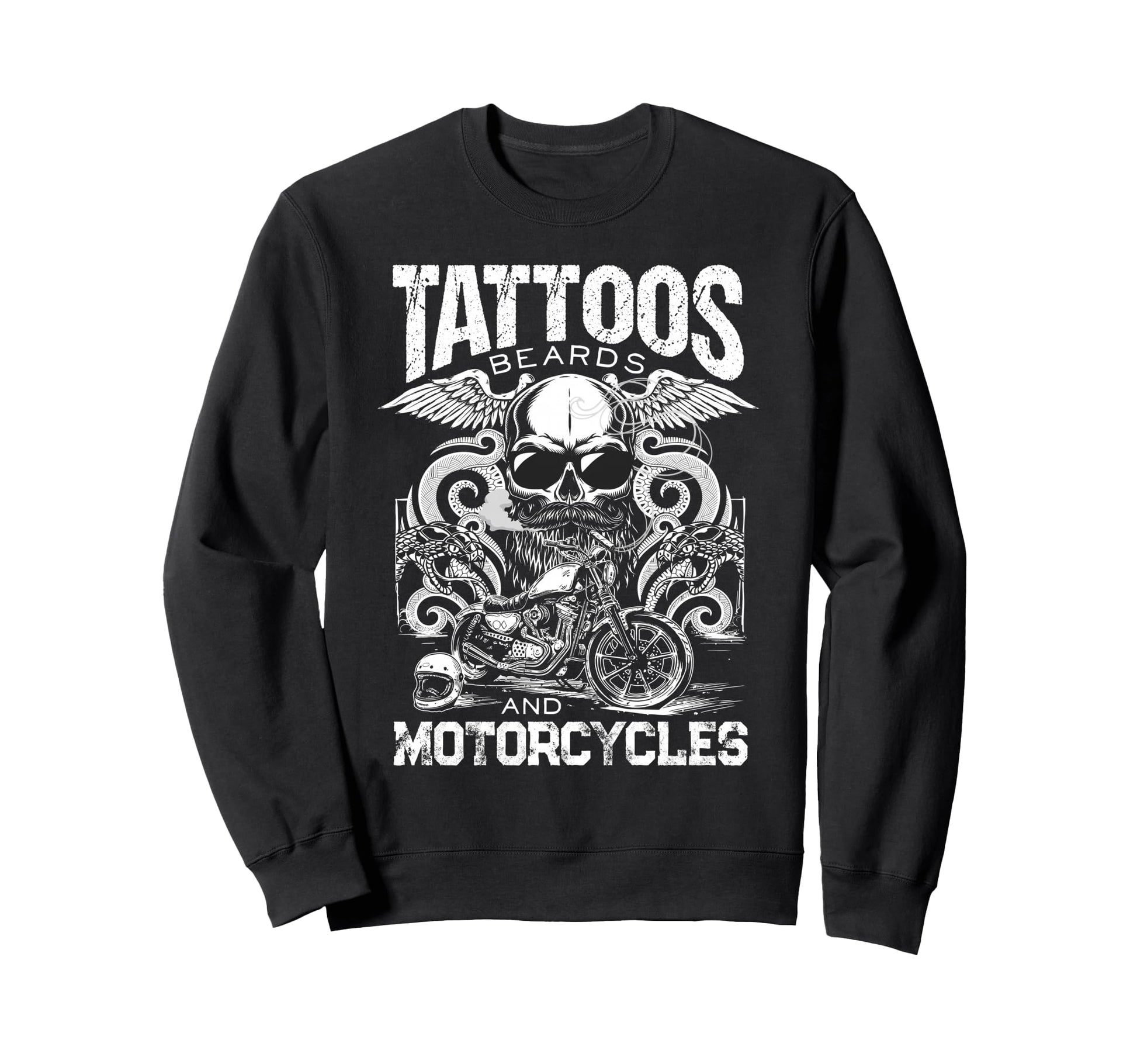Tattoos Beards And Motorcycles Sweatshirt - Aesthetic Graphic Men Women - T-Shirt, Sweatshirt, Hoodie