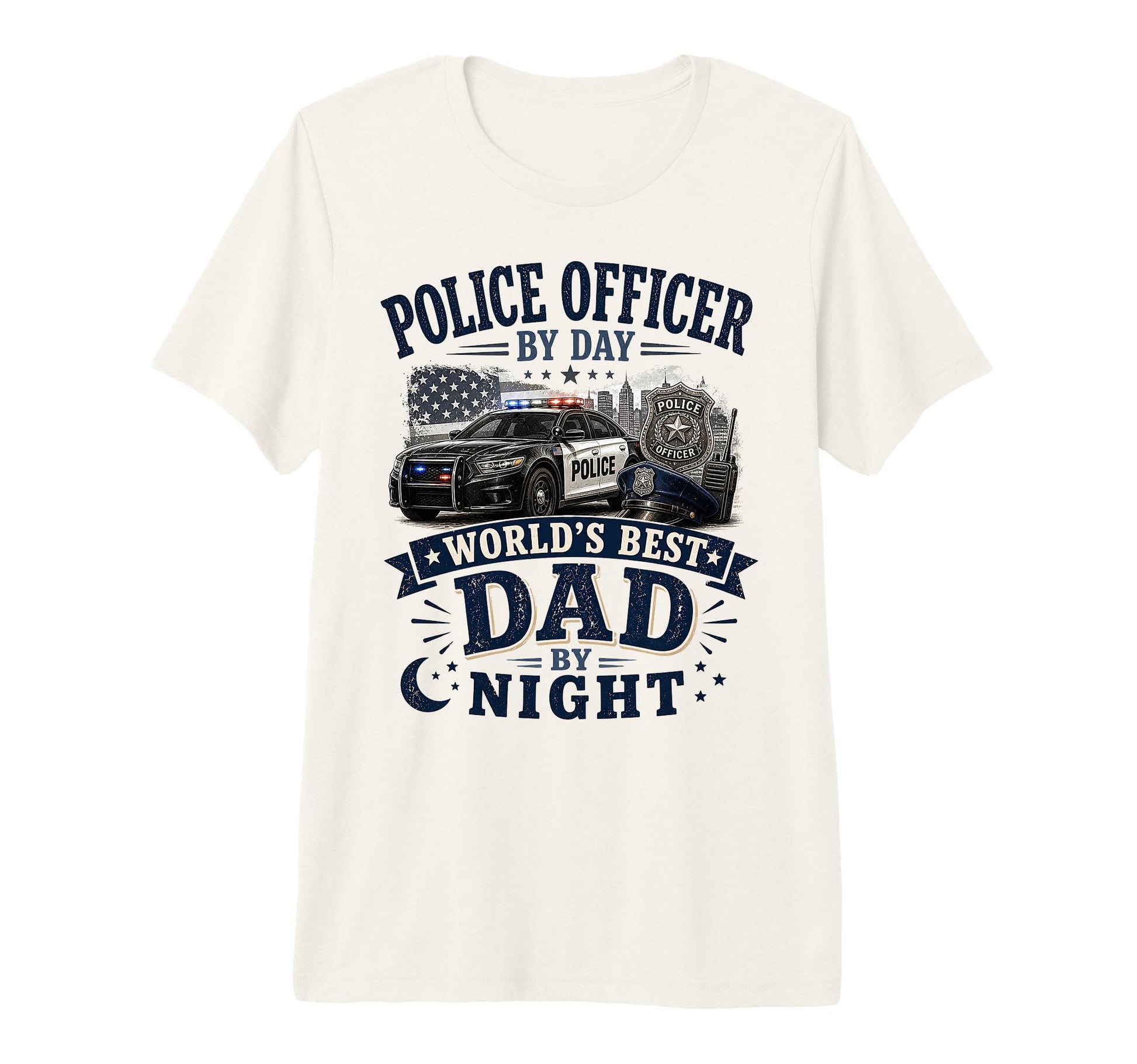 Mens Police Officer Day Worlds Best Dad T-Shirt - Novelty Apparel Unisex - T-Shirt, Sweatshirt, Hoodie