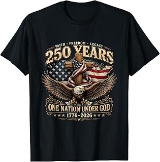 Vintage 250 Years One Nation Under God 1776-2026 4th of July T-Shirt Unisex T-shirt, Sweatshirt, Hoodie, Long Sleeve Tee - T-Shirt, Sweatshirt, Hoodie