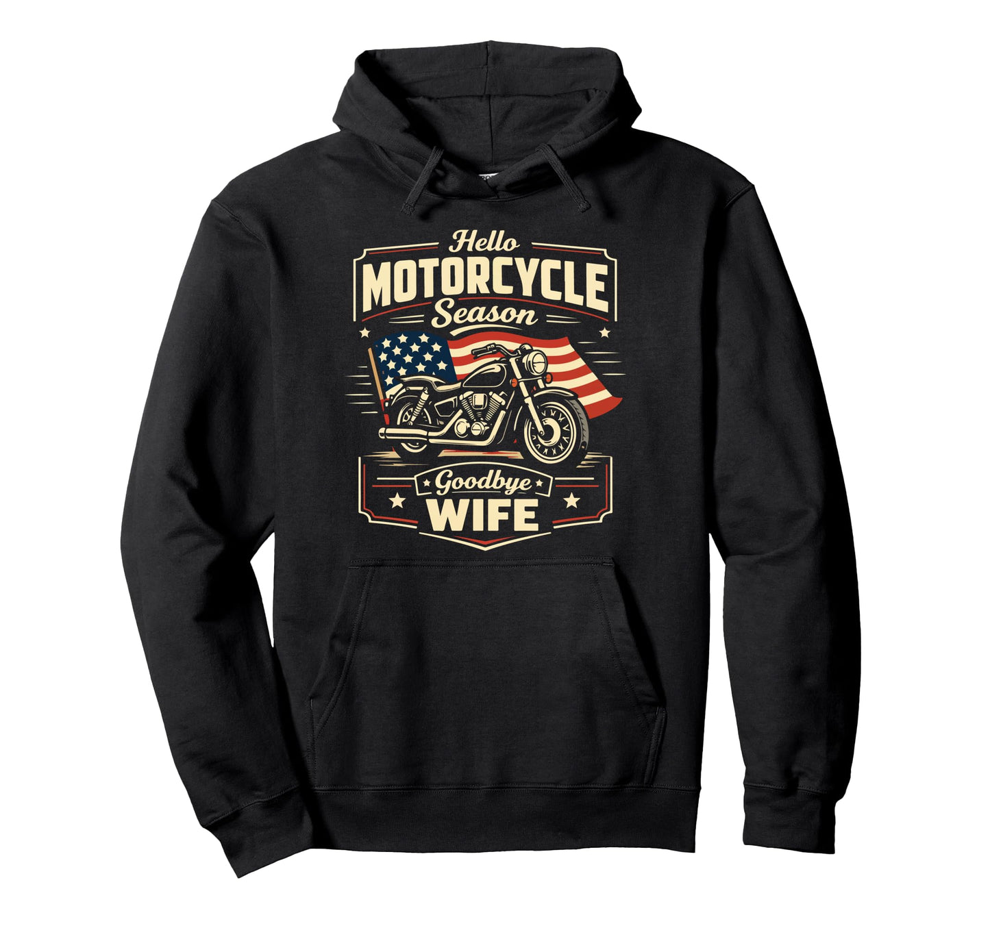 Motorcycle Biker Husband Wife Hello Hoodie - Fun Novelty Design Men Women - T-Shirt, Sweatshirt, Hoodie