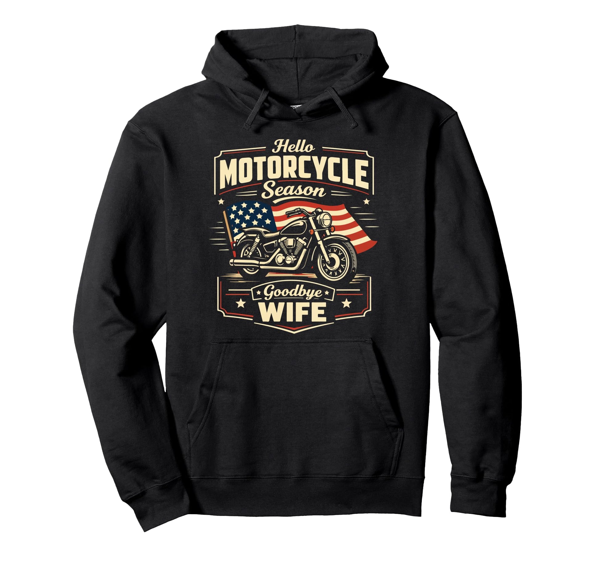 Motorcycle Biker Husband Wife Hello Hoodie - Fun Novelty Design Men Women - T-Shirt, Sweatshirt, Hoodie