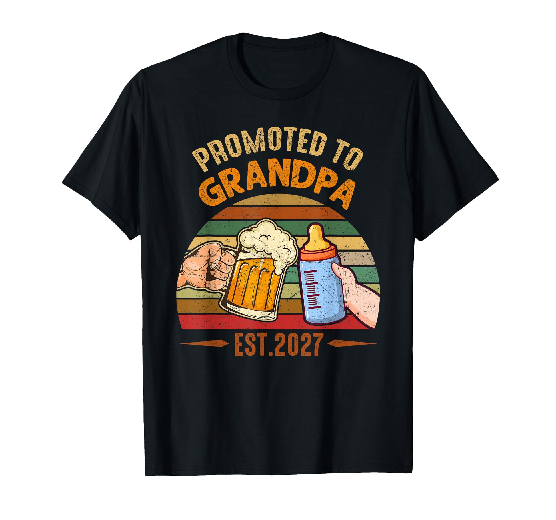 Promoted To Grandpa Est 2027 New Dad T-Shirt - Custom Art Print Unisex - T-Shirt, Sweatshirt, Hoodie