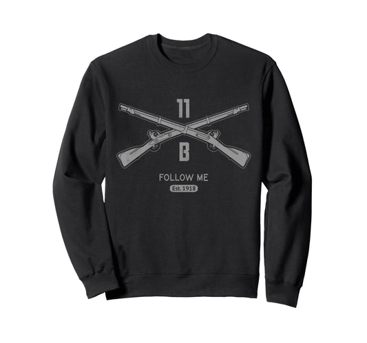 11B Infantry Follow Me Front Sweatshirt - Trendy Graphic for Adults - T-Shirt, Sweatshirt, Hoodie