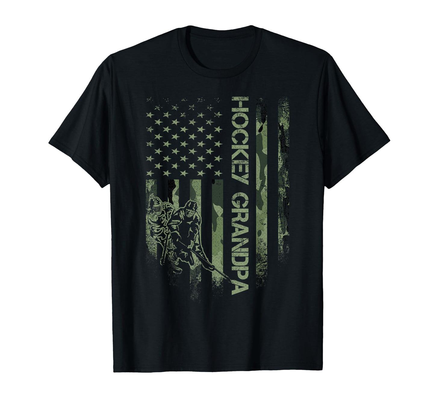 American Camo Flag Proud Hockey Grandpa T-Shirt - Trendy Graphic Men Women - T-Shirt, Sweatshirt, Hoodie