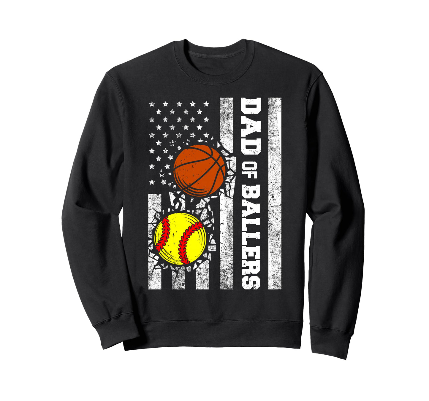 Dad Ballers Funny Usa Flag Softball Sweatshirt - Minimalist Print Unisex - T-Shirt, Sweatshirt, Hoodie