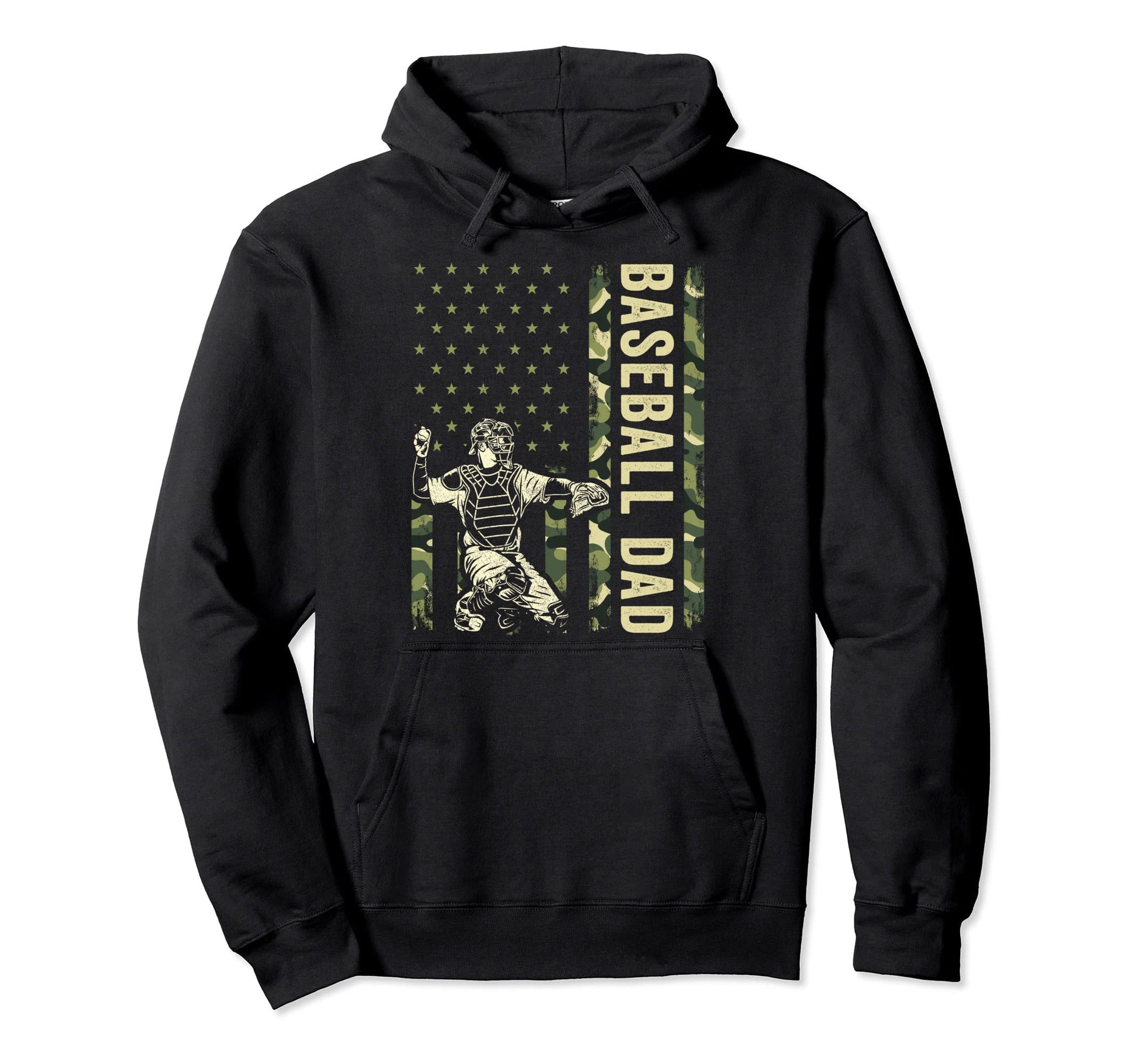 Catcher Baseball Camo American Flag Hoodie - Minimalist Print for Adults - T-Shirt, Sweatshirt, Hoodie