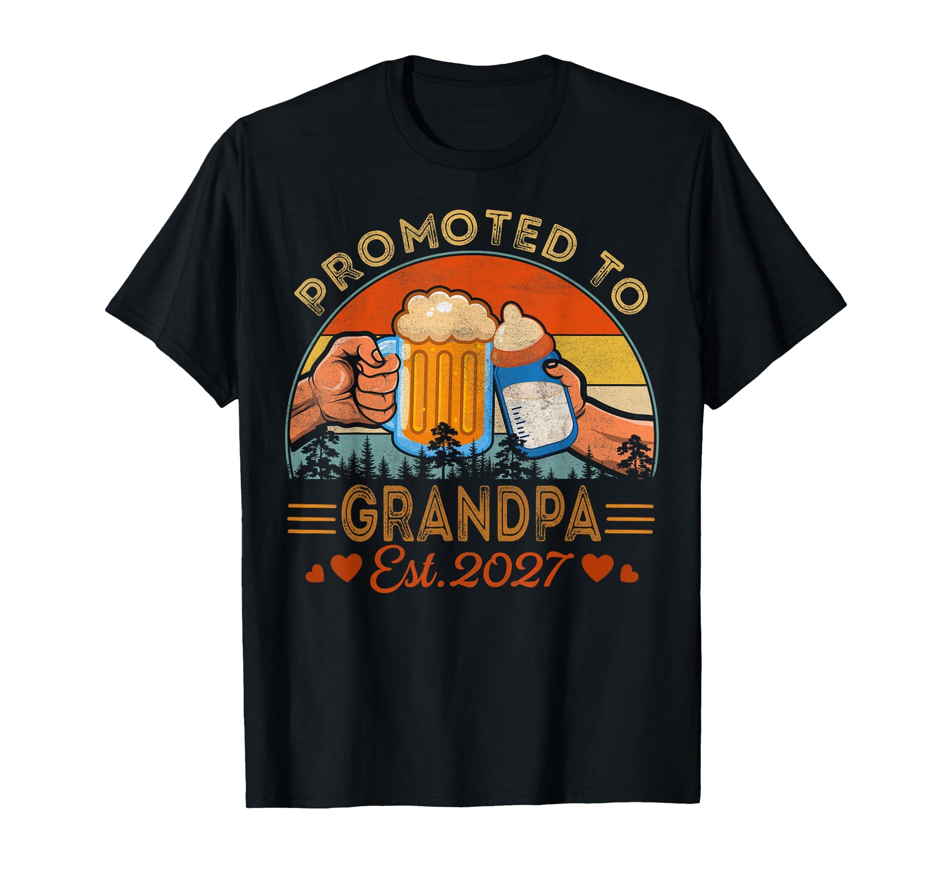 Promoted To Grandpa Est 2027 Grandparents T-Shirt - Trendy Graphic Unisex - T-Shirt, Sweatshirt, Hoodie