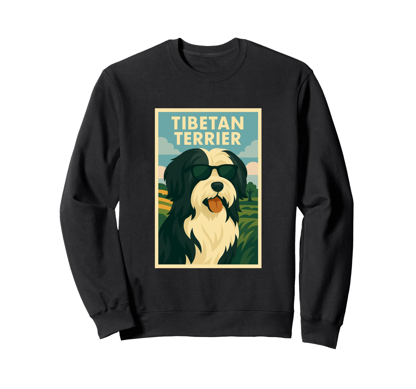 Tibetan Terrier Art Minimalist Pop Art Sweatshirt - Trendy Graphic Unisex - T-Shirt, Sweatshirt, Hoodie