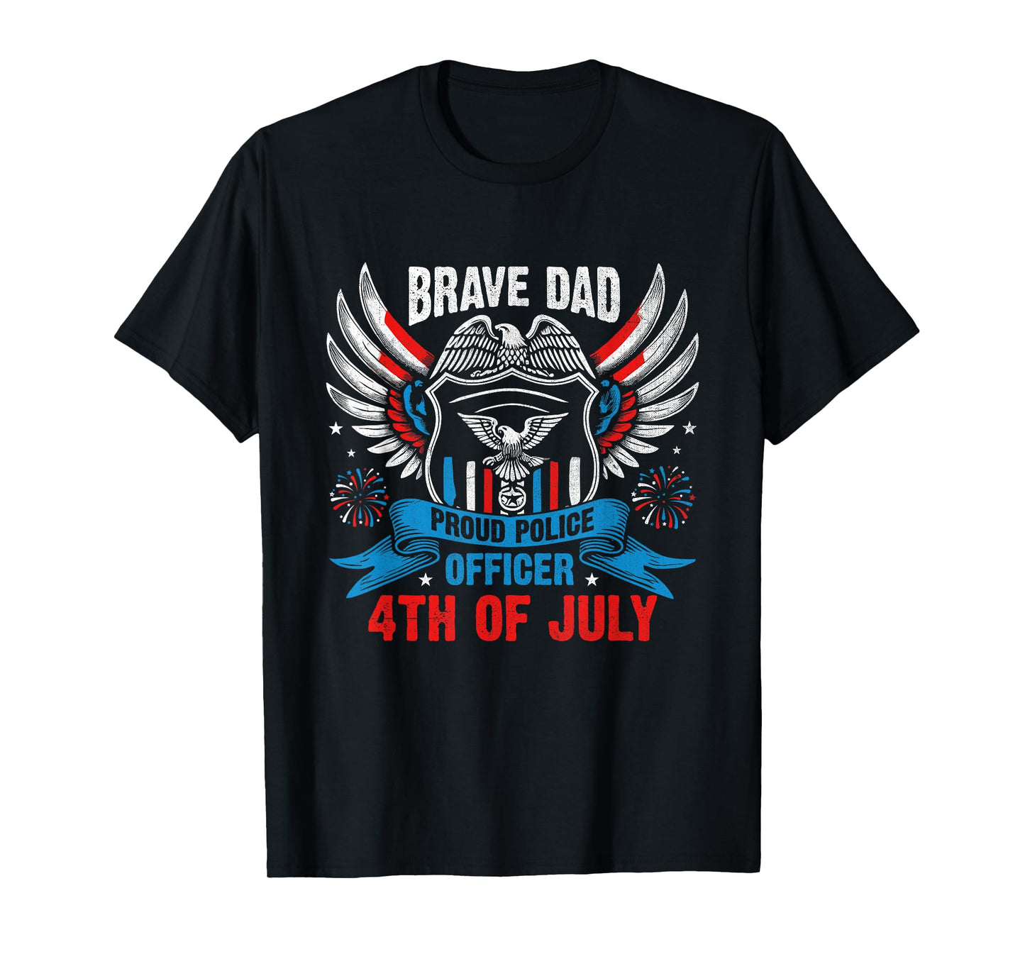 Funny Police Dad 4Th July American Flag T-Shirt - Novelty Apparel Unisex - T-Shirt, Sweatshirt, Hoodie