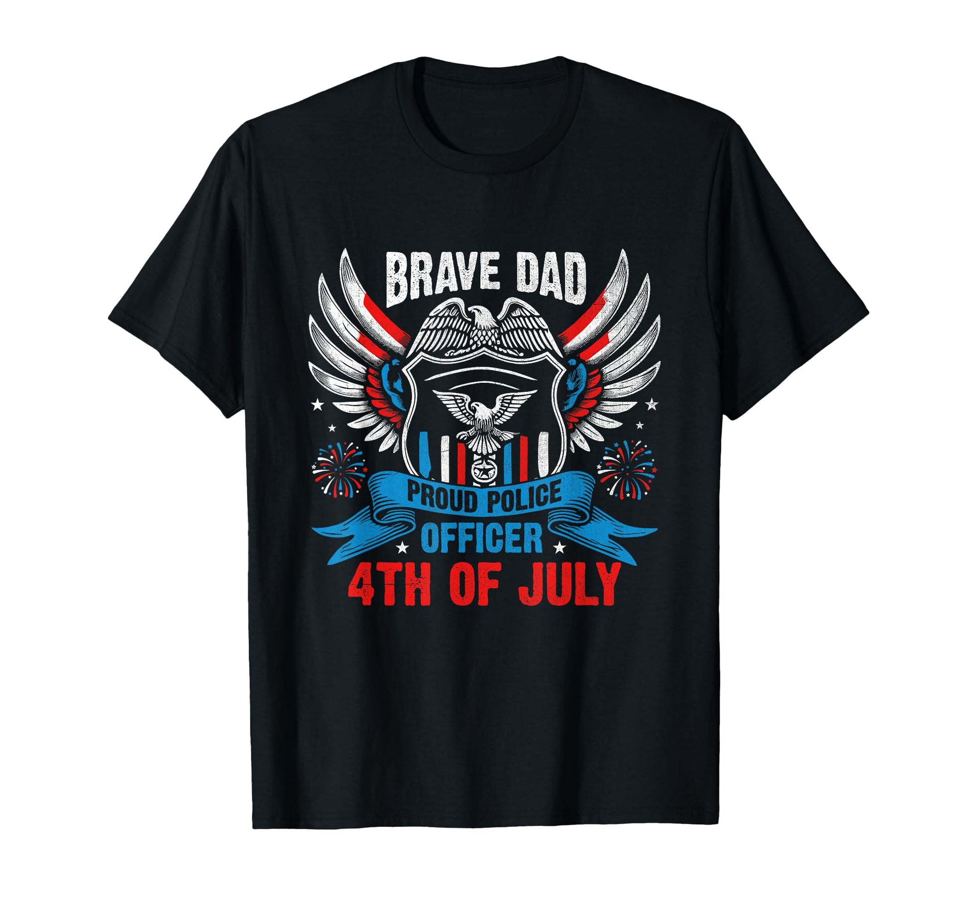 Funny Police Dad 4Th July American Flag T-Shirt - Novelty Apparel Unisex - T-Shirt, Sweatshirt, Hoodie