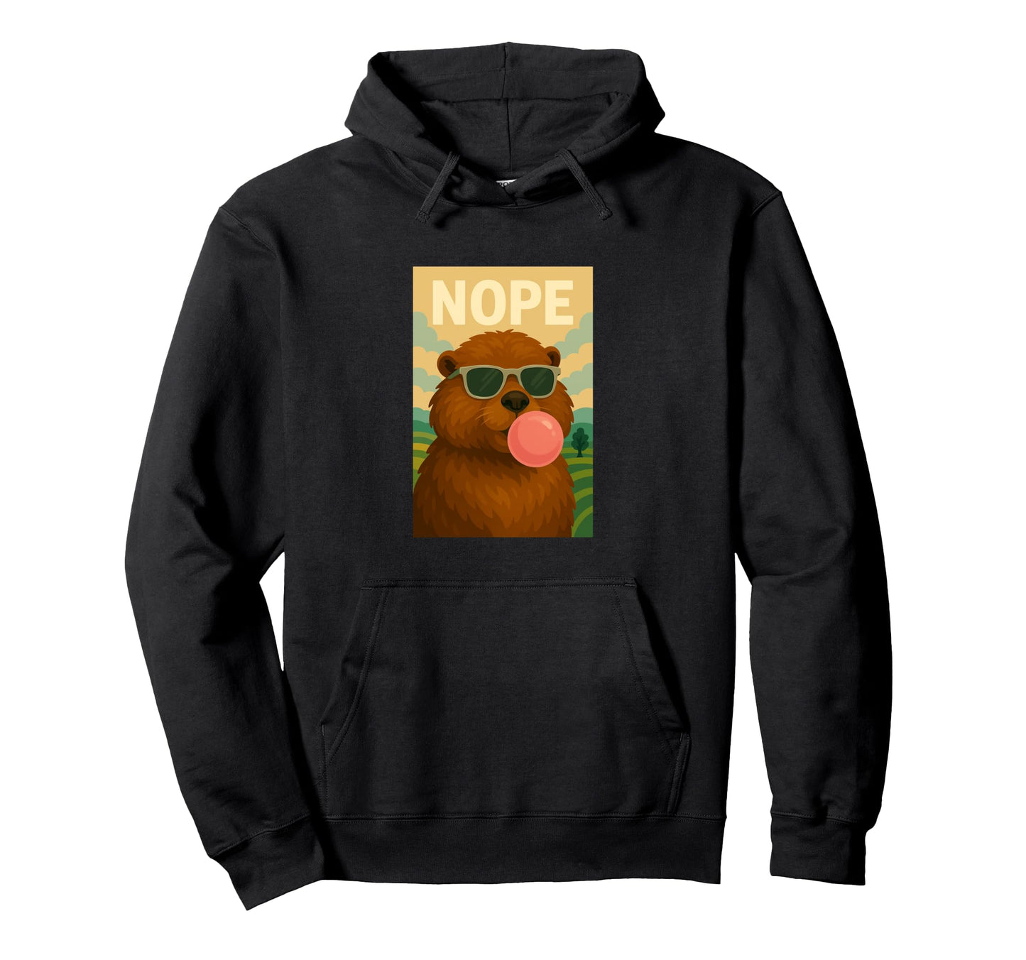 Beaver Nope Chewing Gum Bubble Pop Art Hoodie - Unique Graphic Men Women - T-Shirt, Sweatshirt, Hoodie