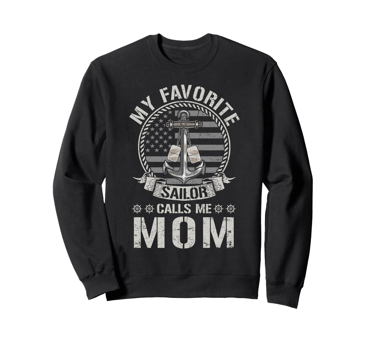 Proud Us Sailor Mom Anchor Flag Sweatshirt - Minimalist Print for Adults - T-Shirt, Sweatshirt, Hoodie