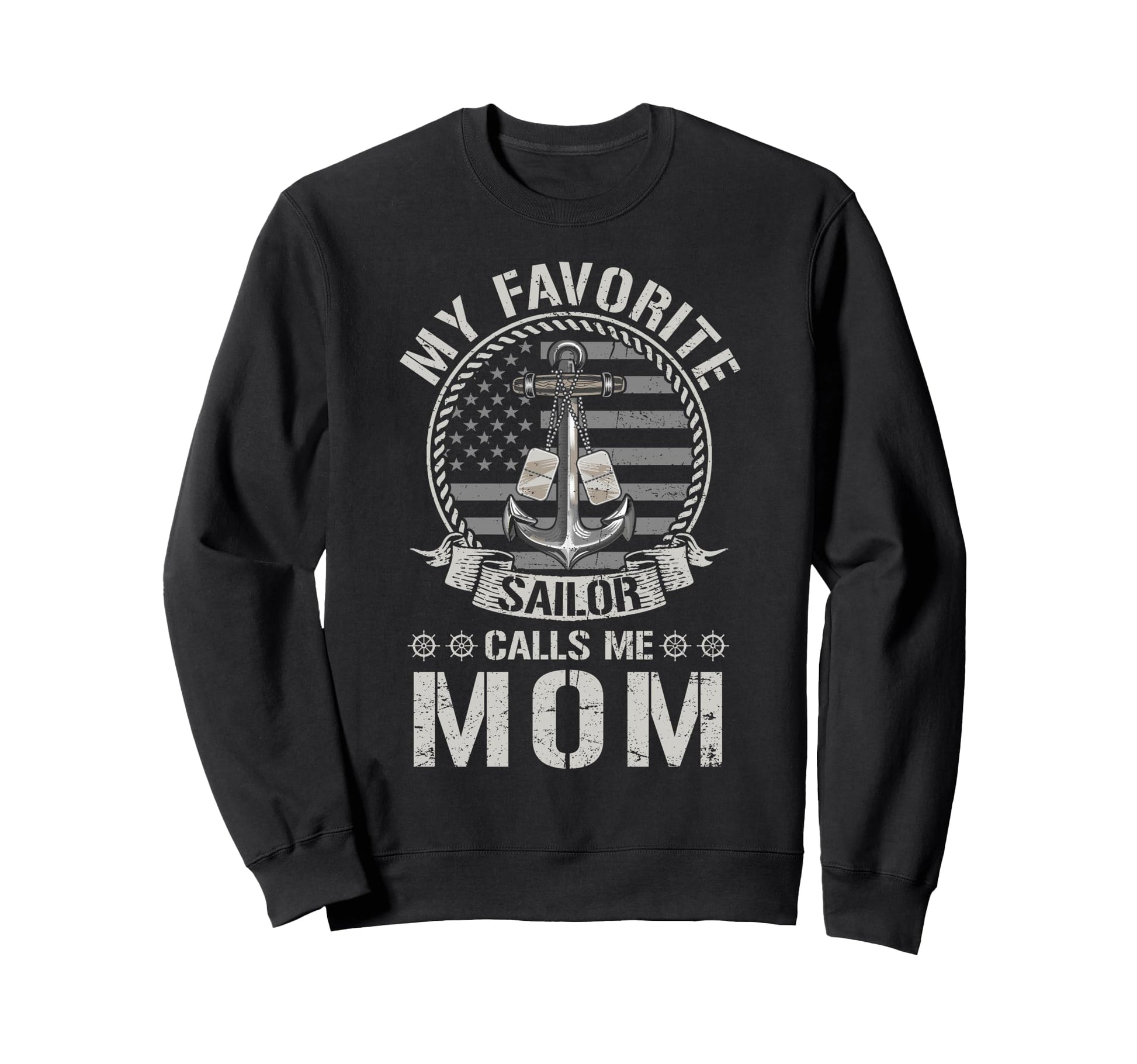 Proud Us Sailor Mom Anchor Flag Sweatshirt - Minimalist Print for Adults - T-Shirt, Sweatshirt, Hoodie