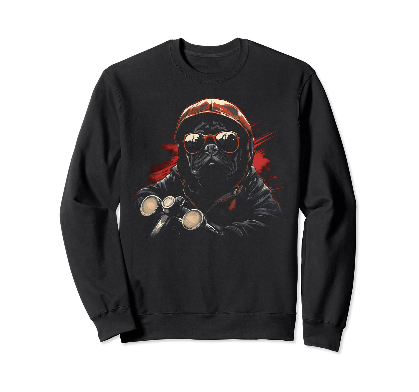 Motorcycle Dad Biker Dog Pug Dad Sweatshirt - Custom Art Print Men Women - T-Shirt, Sweatshirt, Hoodie