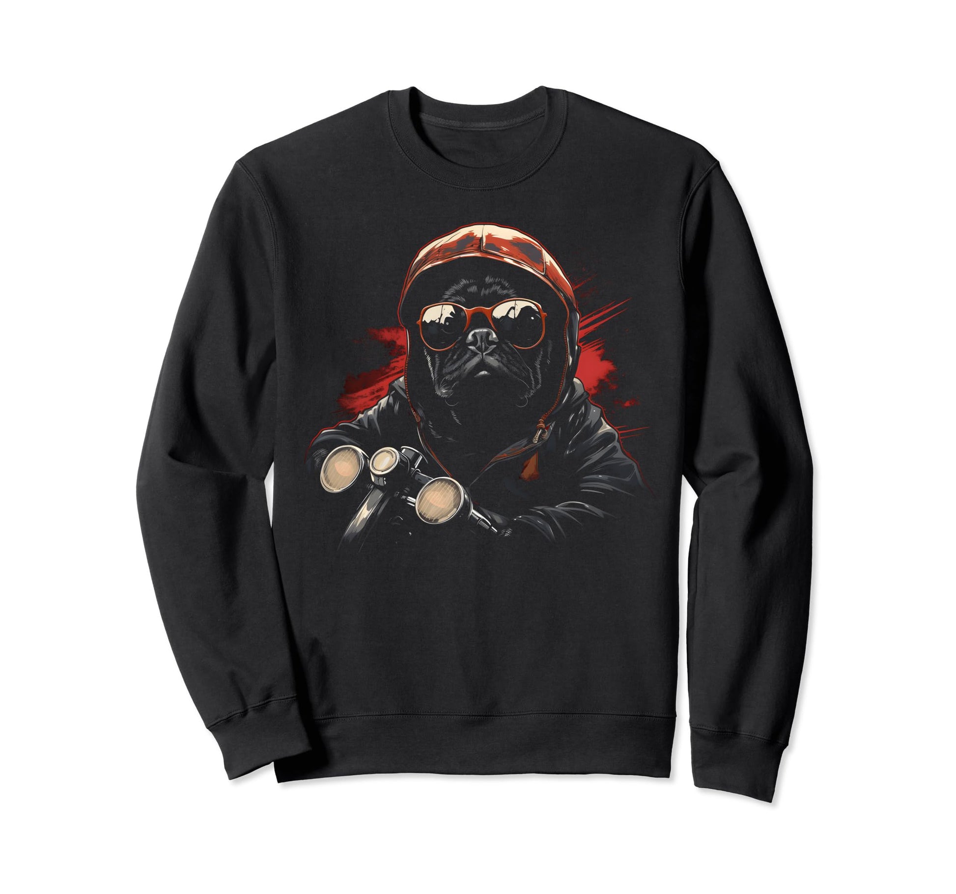 Motorcycle Dad Biker Dog Pug Dad Sweatshirt - Custom Art Print Men Women - T-Shirt, Sweatshirt, Hoodie