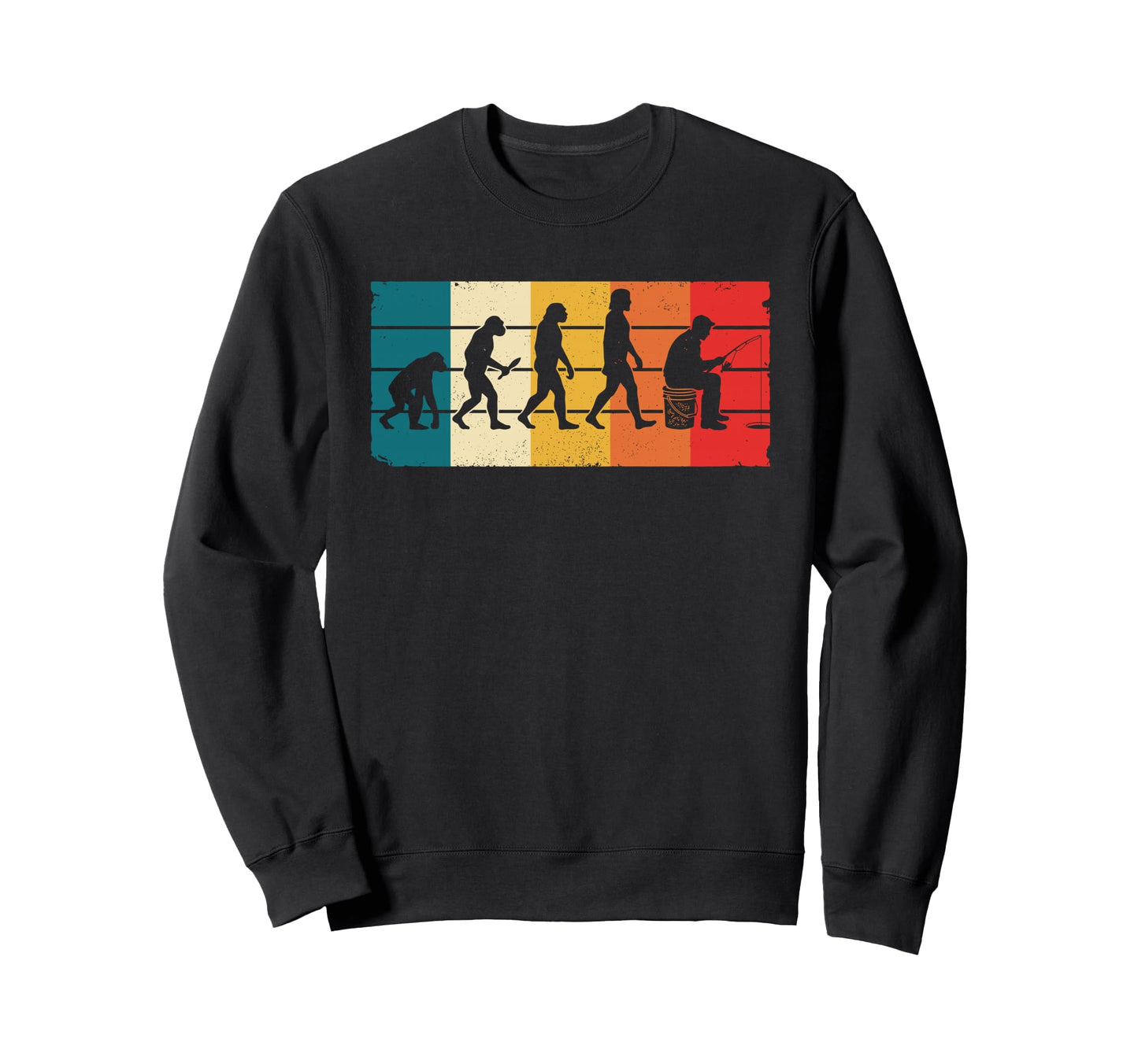 Fishing Human Evolution Funny Angler Sweatshirt - Minimalist Print Unisex - T-Shirt, Sweatshirt, Hoodie