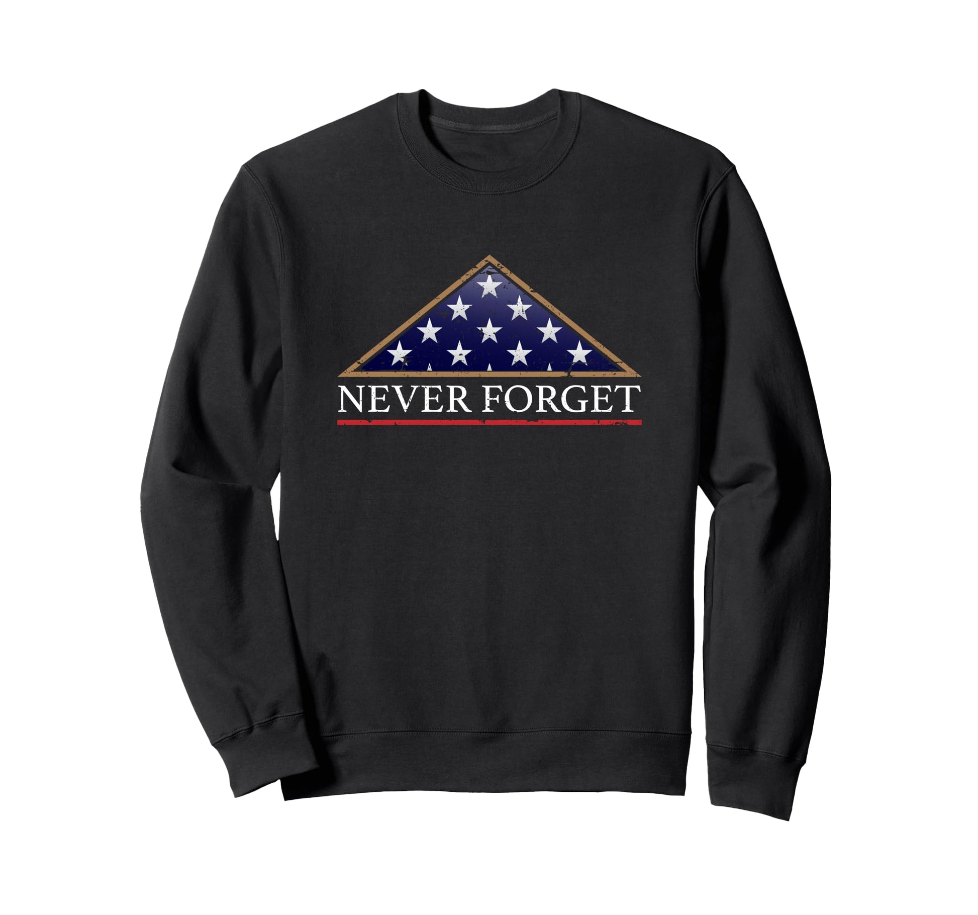 Never Forget American Folded Flag Sweatshirt - Minimalist Print for Adults - T-Shirt, Sweatshirt, Hoodie