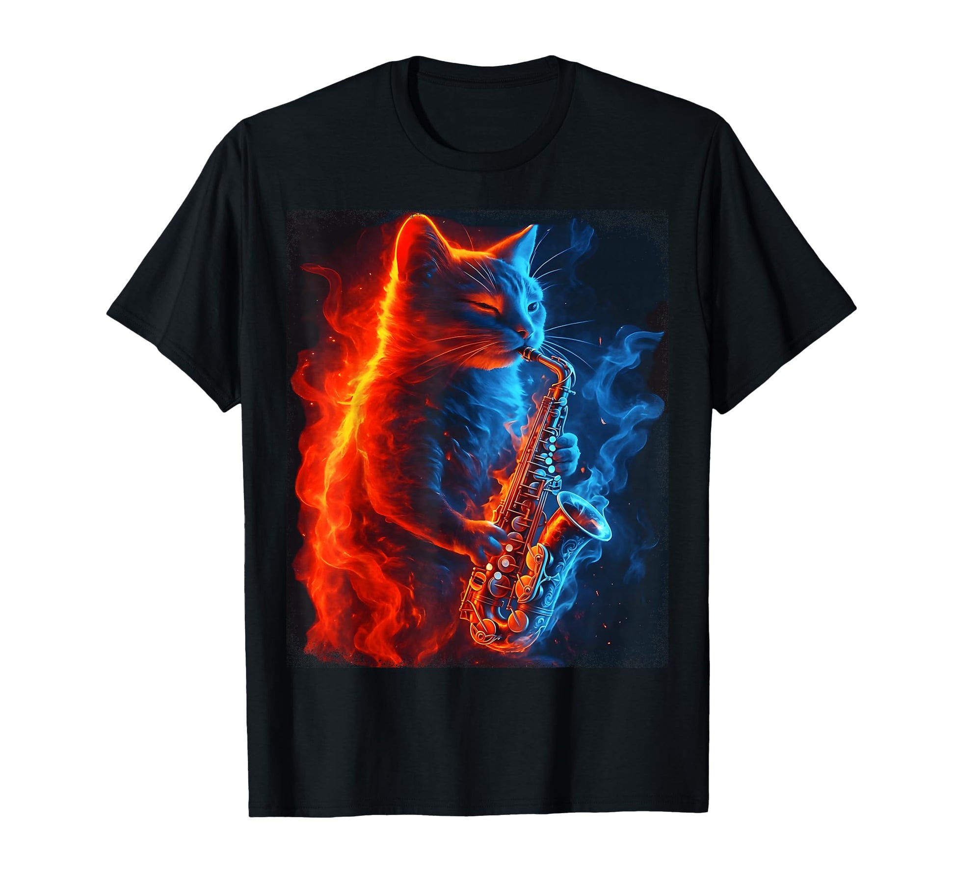 Cat Playing Saxophone Music T-Shirt - Casual Everyday Wear for Adults - T-Shirt, Sweatshirt, Hoodie