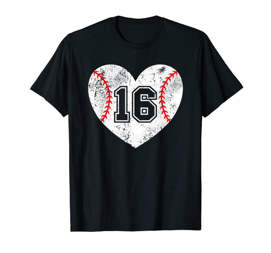 Baseball Heart Player 16 Baseball T-Shirt - Minimalist Print for Adults - T-Shirt, Sweatshirt, Hoodie