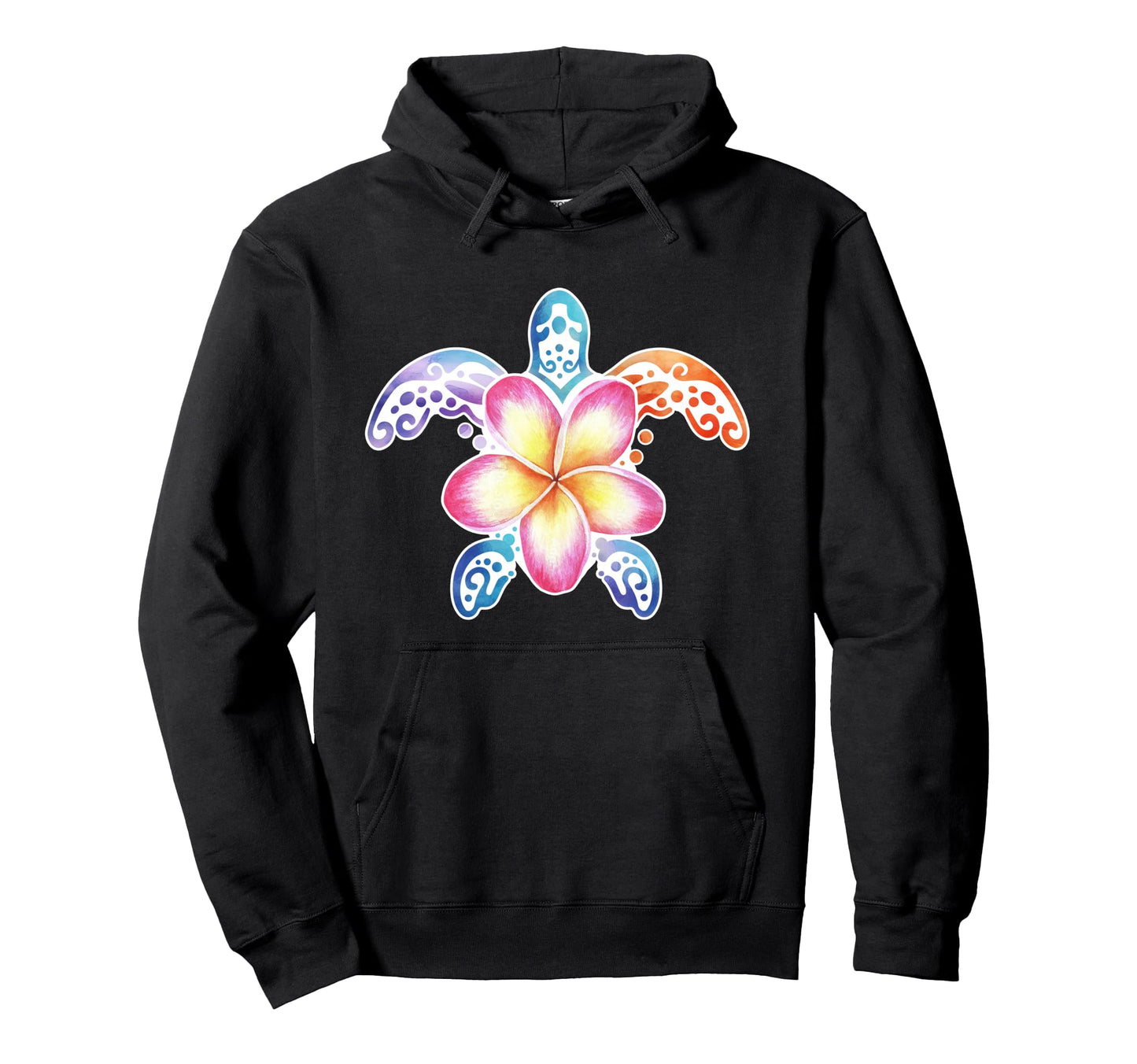 Sea Turtle Plumeria Hawaiian Summer Beach Hoodie - Minimalist Print Unisex - T-Shirt, Sweatshirt, Hoodie