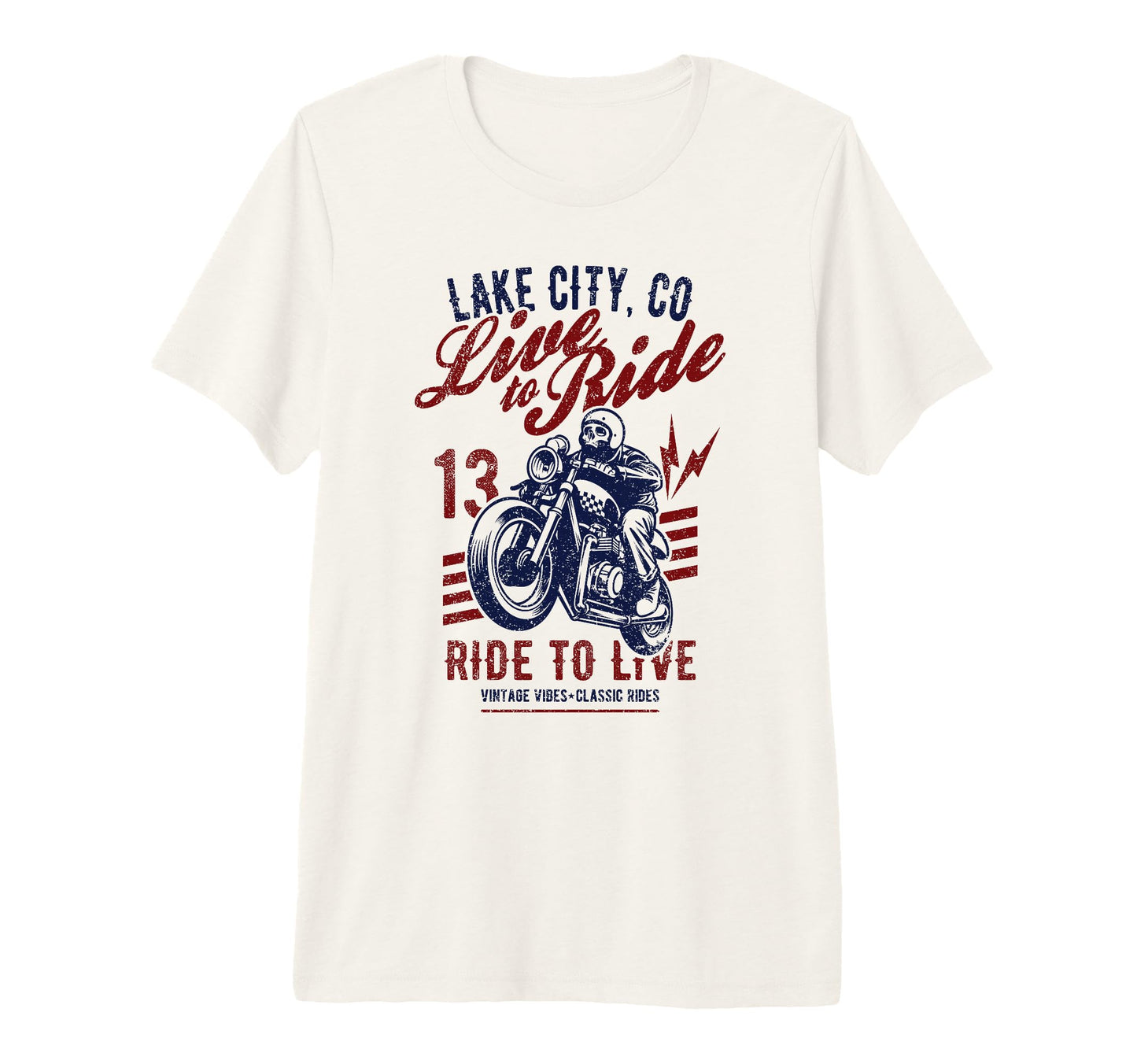 Lake City Colorado Motorcycle Skull T-Shirt - Custom Art Print Unisex - T-Shirt, Sweatshirt, Hoodie