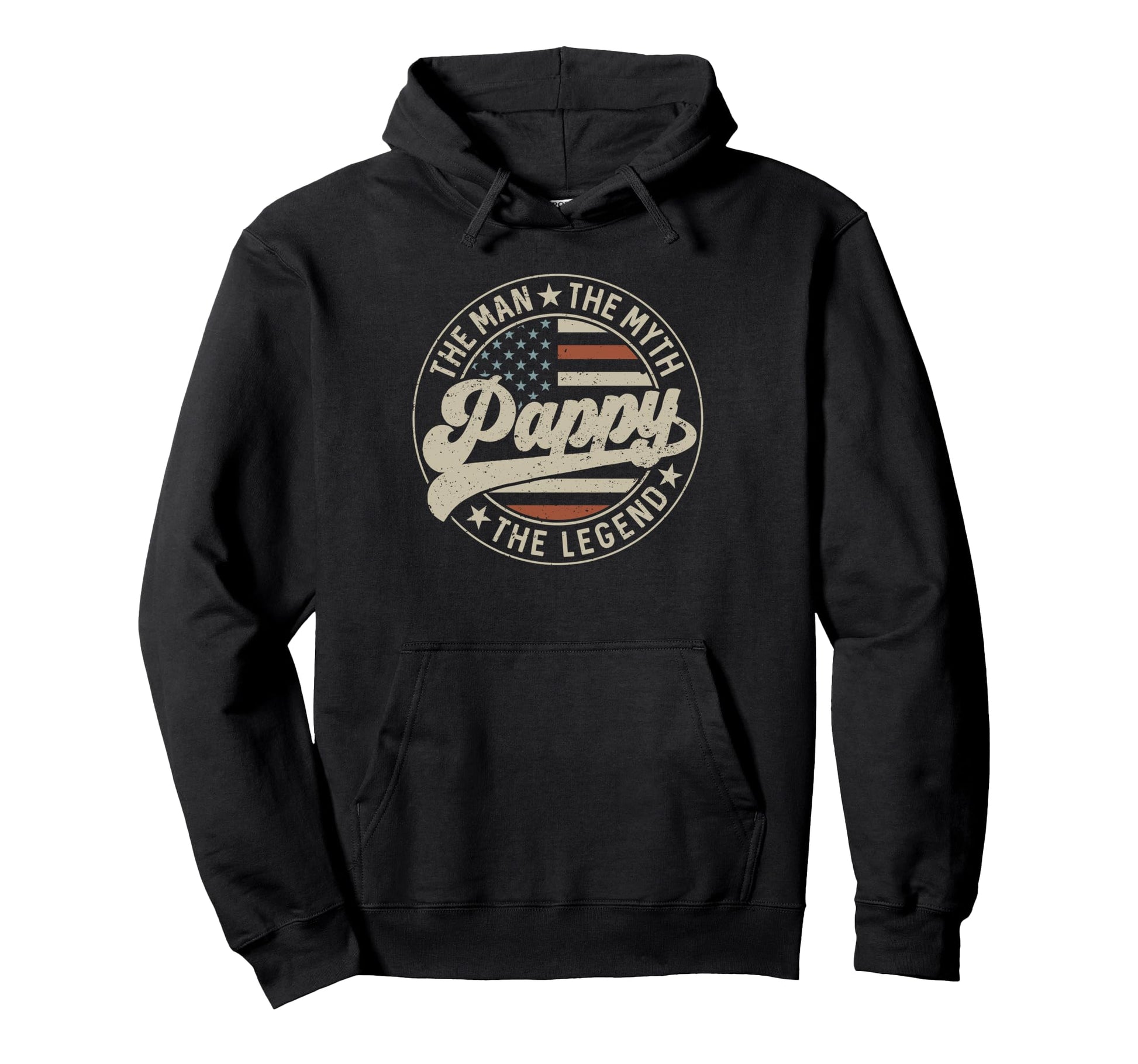 Pappy Myth Legend Us Flag Fathers Day Hoodie - Unique Graphic Unisex - T-Shirt, Sweatshirt, Hoodie