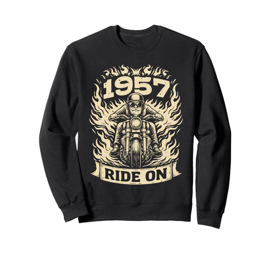 Biker 1957 Ride Birthday Sweatshirt - Casual Everyday Wear for Adults - T-Shirt, Sweatshirt, Hoodie
