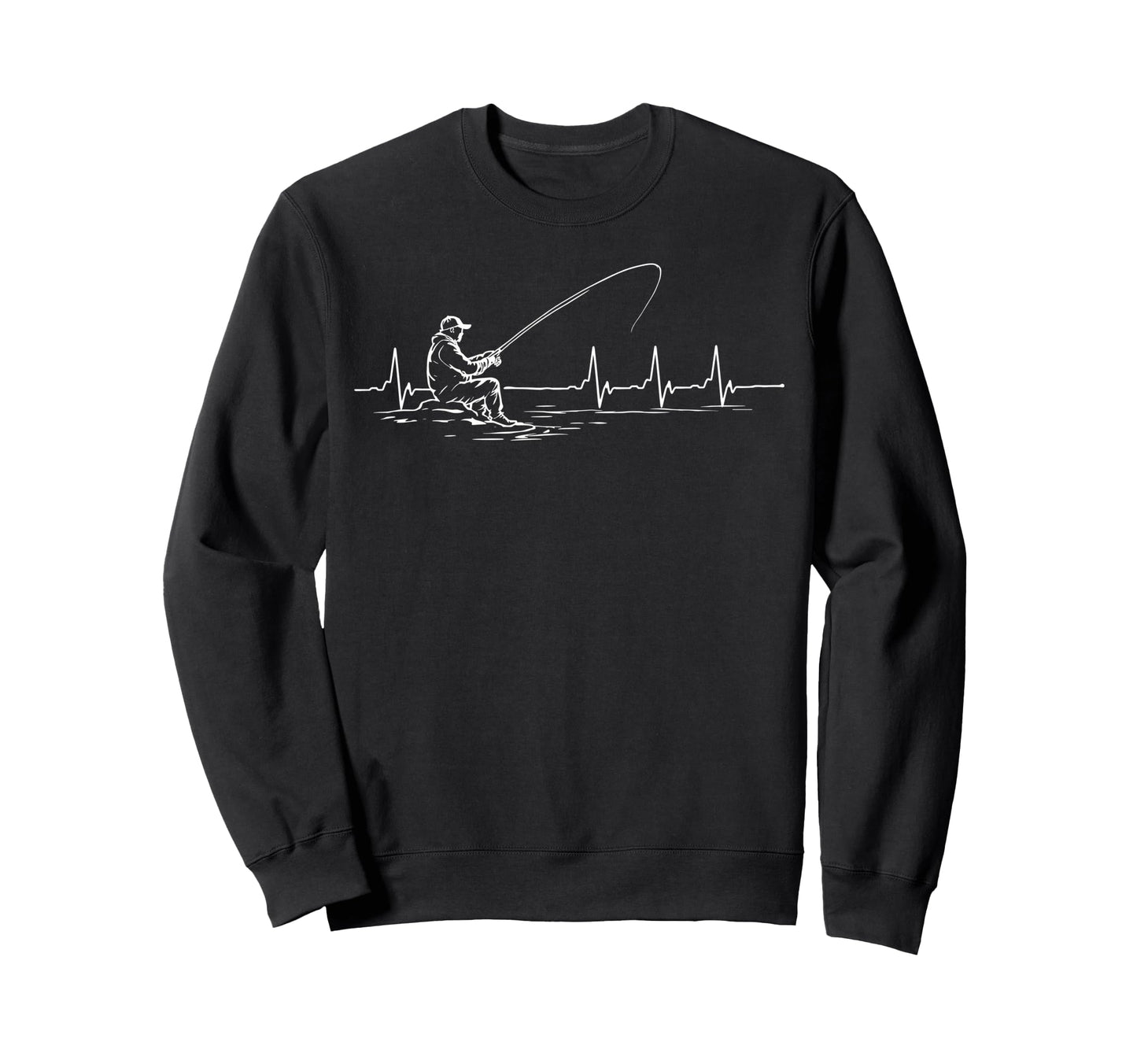 Fisherman Heartbeat Fishing Angler Sweatshirt - Unique Graphic Men Women - T-Shirt, Sweatshirt, Hoodie