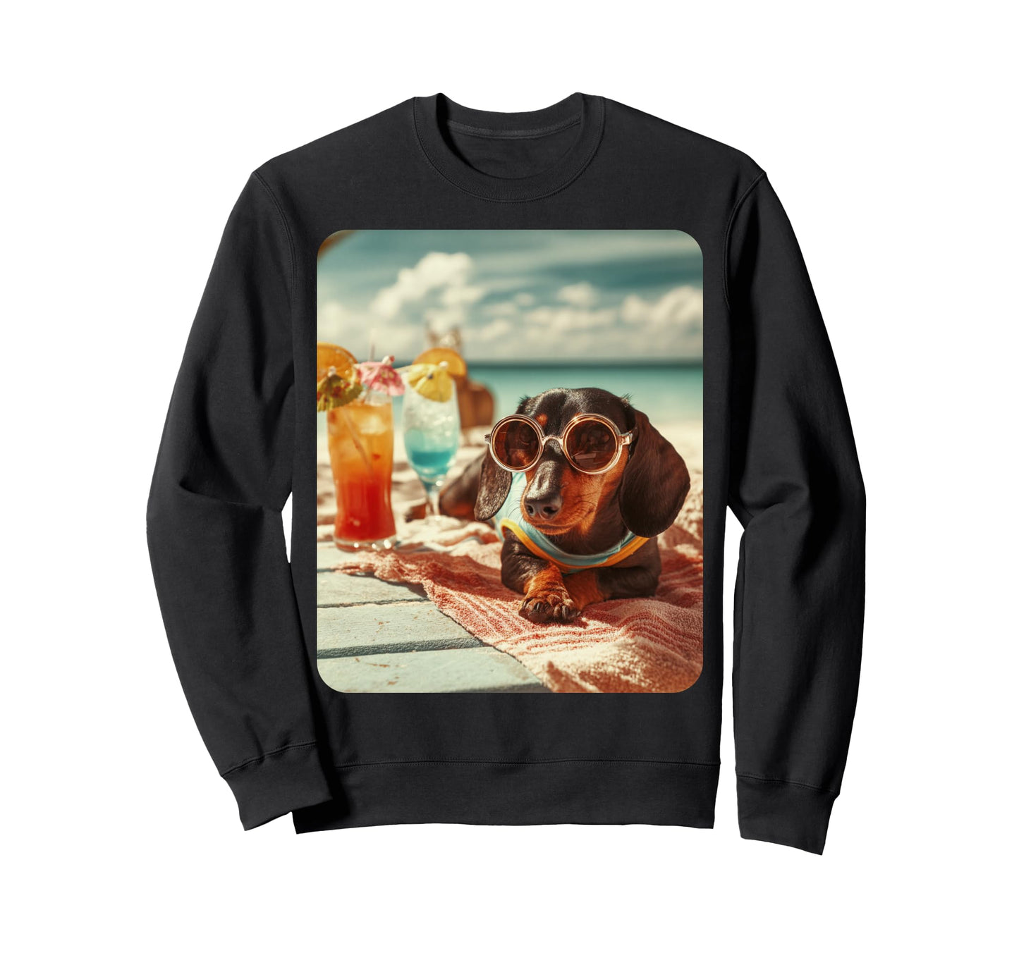 Dachshund Hawaiian Funny Dog Sweatshirt - Trendy Graphic for Adults - T-Shirt, Sweatshirt, Hoodie