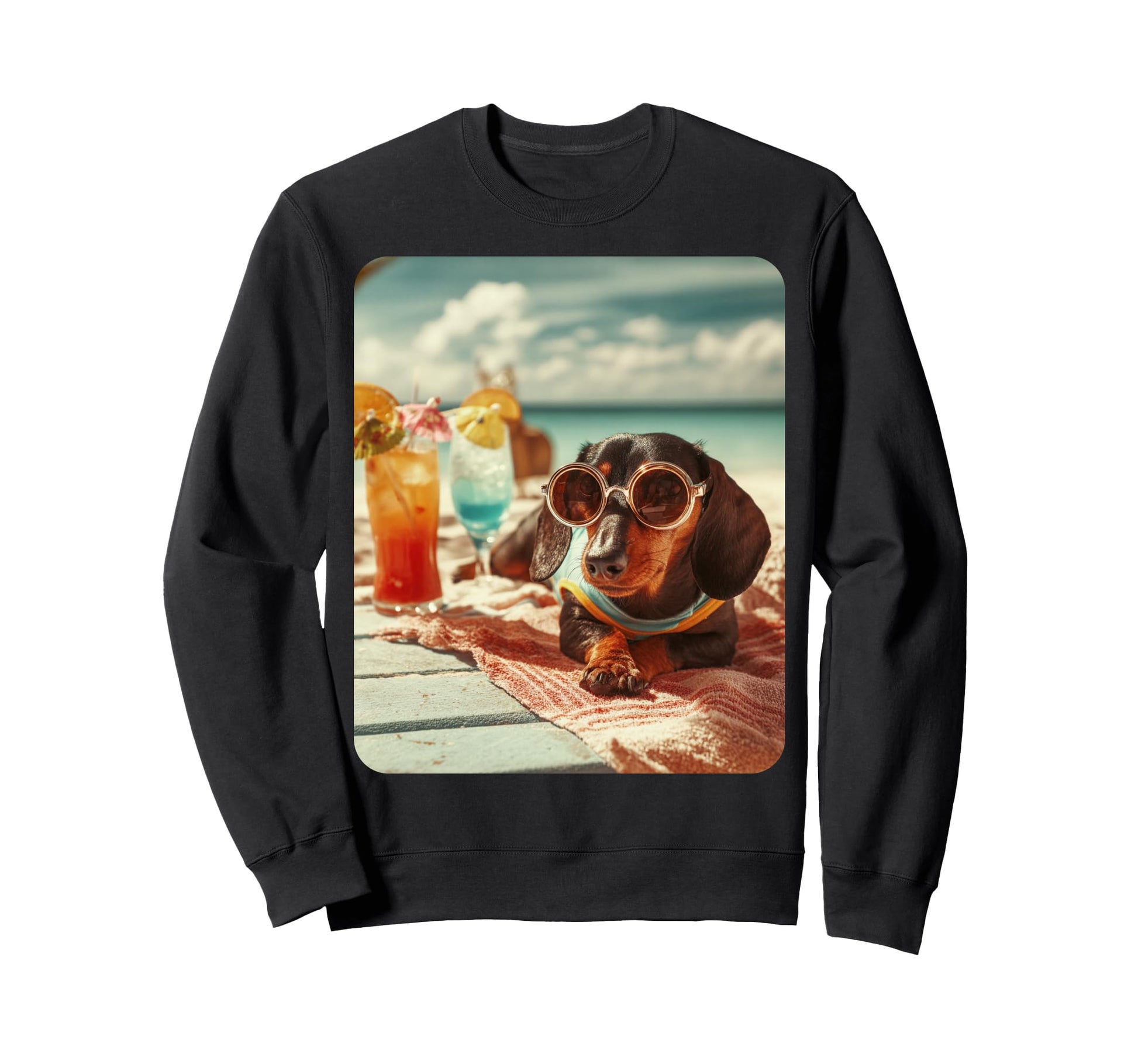 Dachshund Hawaiian Funny Dog Sweatshirt - Trendy Graphic for Adults - T-Shirt, Sweatshirt, Hoodie