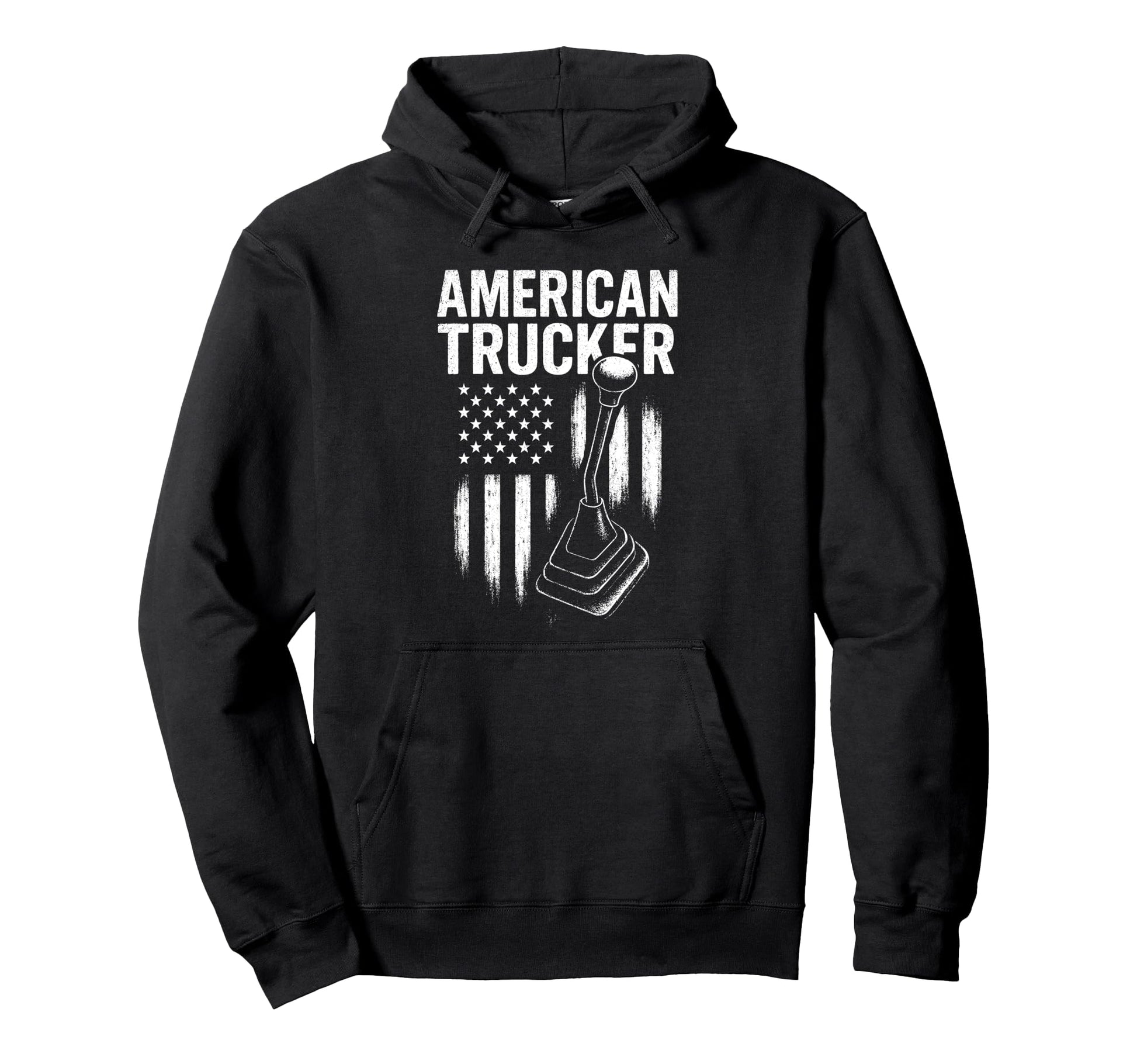 American Trucker Us Flag Patriotic Truck Hoodie - Graphic Print Unisex - T-Shirt, Sweatshirt, Hoodie