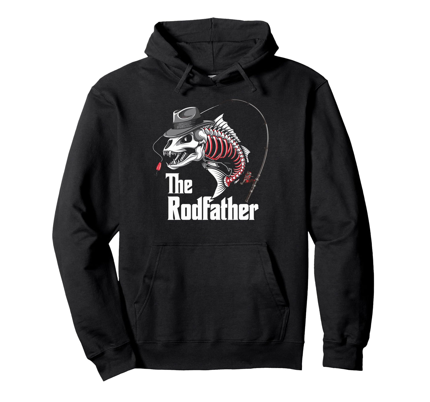 Rodfather Fishing Dad Fish Skeleton Hoodie - Graphic Print Men Women - T-Shirt, Sweatshirt, Hoodie