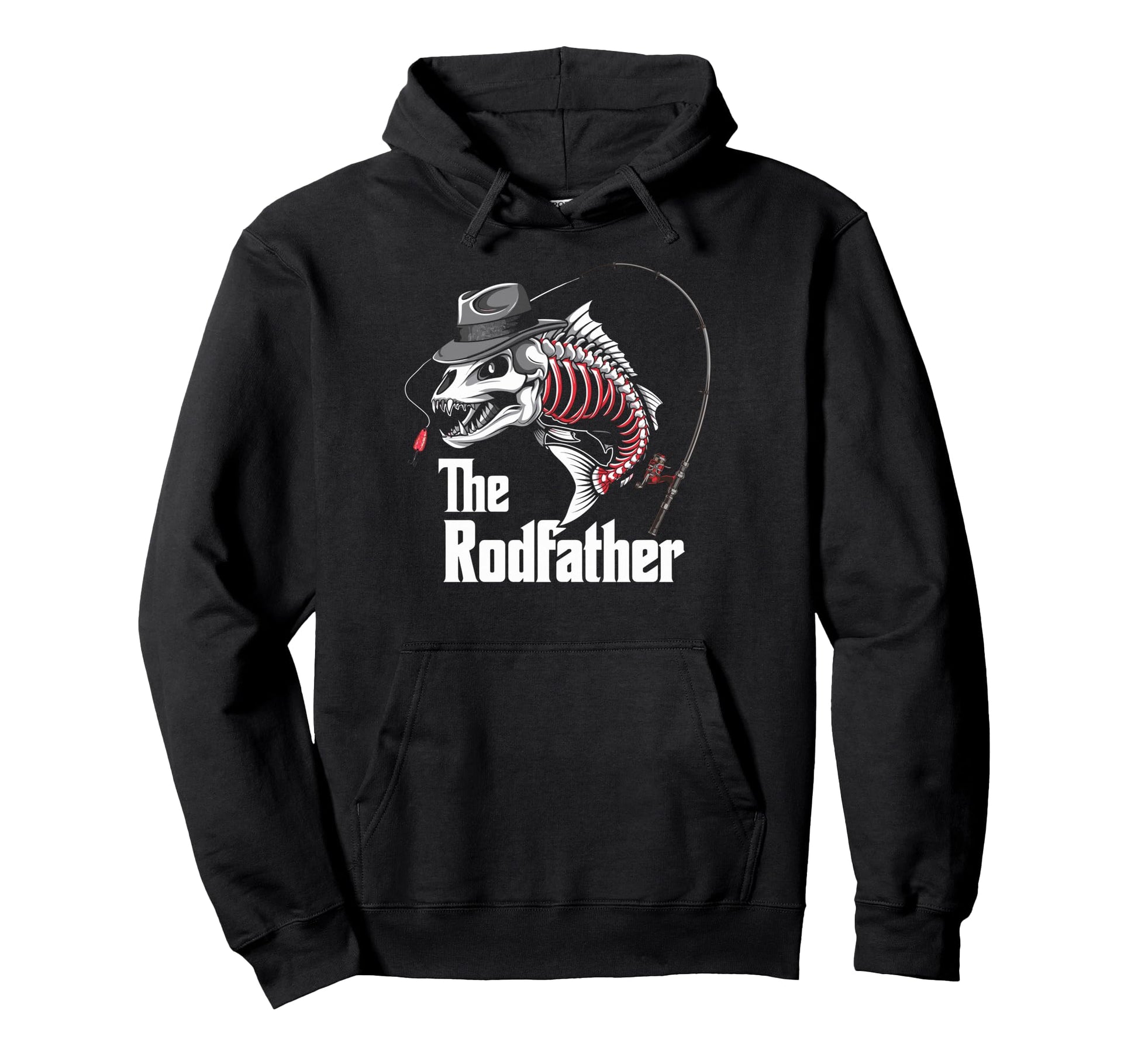 Rodfather Fishing Dad Fish Skeleton Hoodie - Graphic Print Men Women - T-Shirt, Sweatshirt, Hoodie