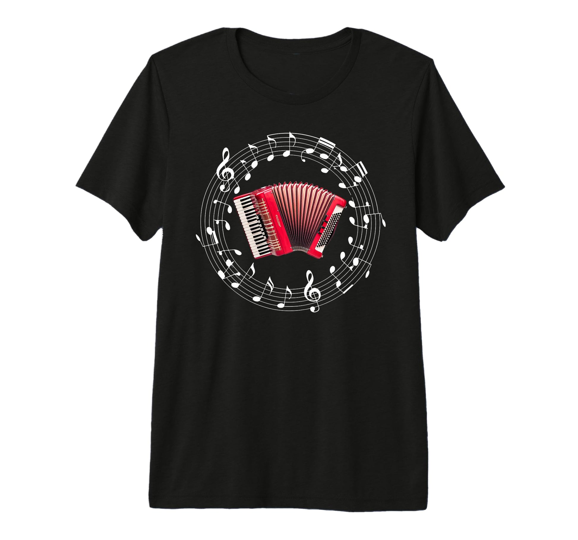 Novelty Accordion Player Notes Musician T-Shirt - Minimalist Print Unisex - T-Shirt, Sweatshirt, Hoodie