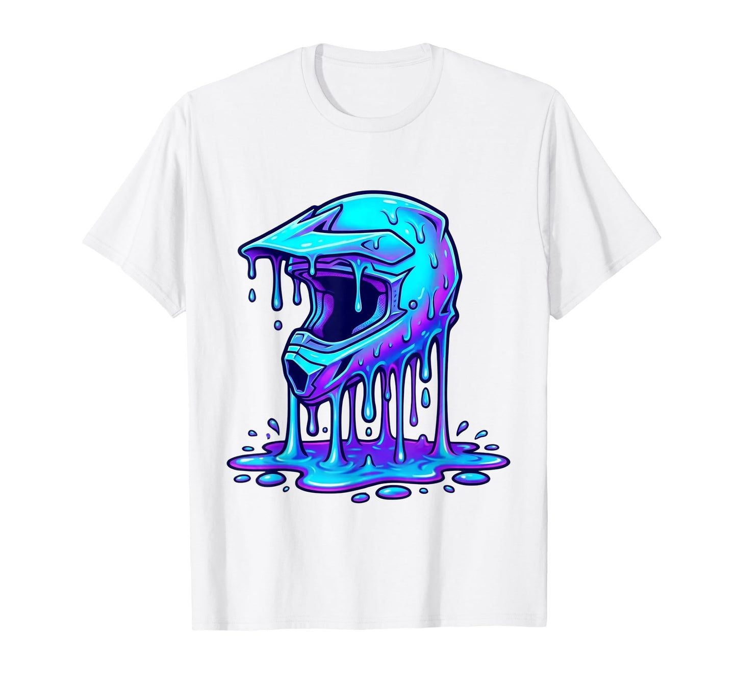 Melting Motocross Helmet Drippy T-Shirt - Casual Everyday Wear Men Women - T-Shirt, Sweatshirt, Hoodie