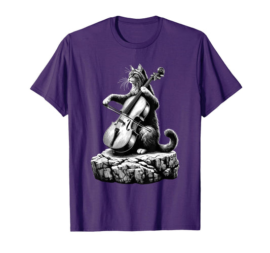 Cat Playing Cello Cellist Player T-Shirt - Streetwear Style for Adults - T-Shirt, Sweatshirt, Hoodie