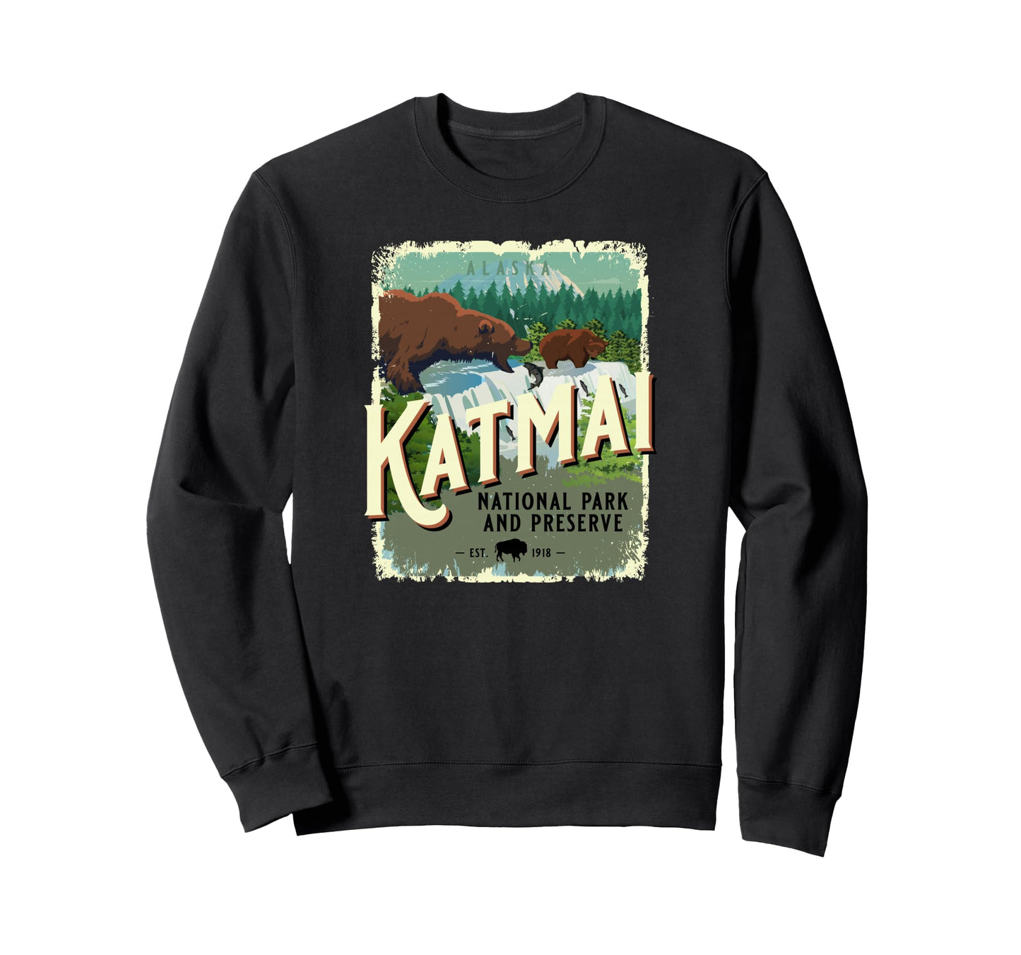 Katmai National Park And Preserve Alaska Sweatshirt - Graphic Print Unisex - T-Shirt, Sweatshirt, Hoodie
