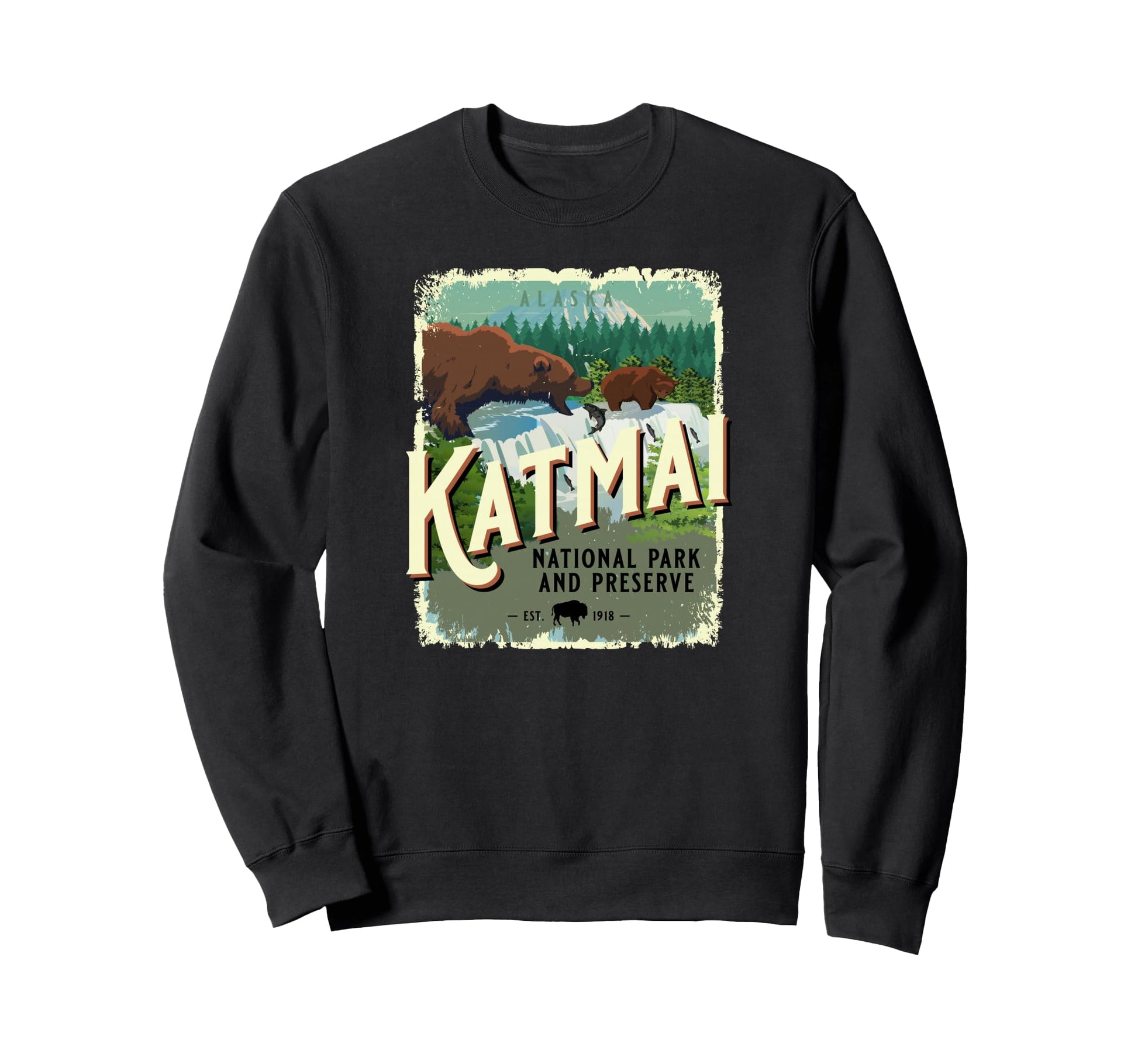Katmai National Park And Preserve Alaska Sweatshirt - Graphic Print Unisex - T-Shirt, Sweatshirt, Hoodie
