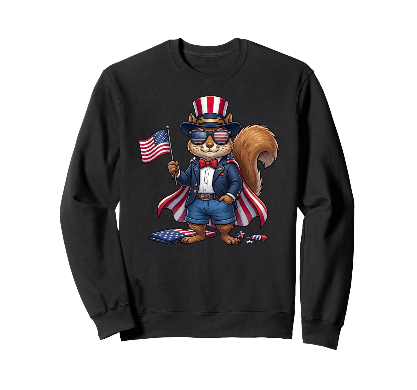 Funny Squirrel American Usa Flag Sweatshirt - Trendy Graphic Unisex - T-Shirt, Sweatshirt, Hoodie