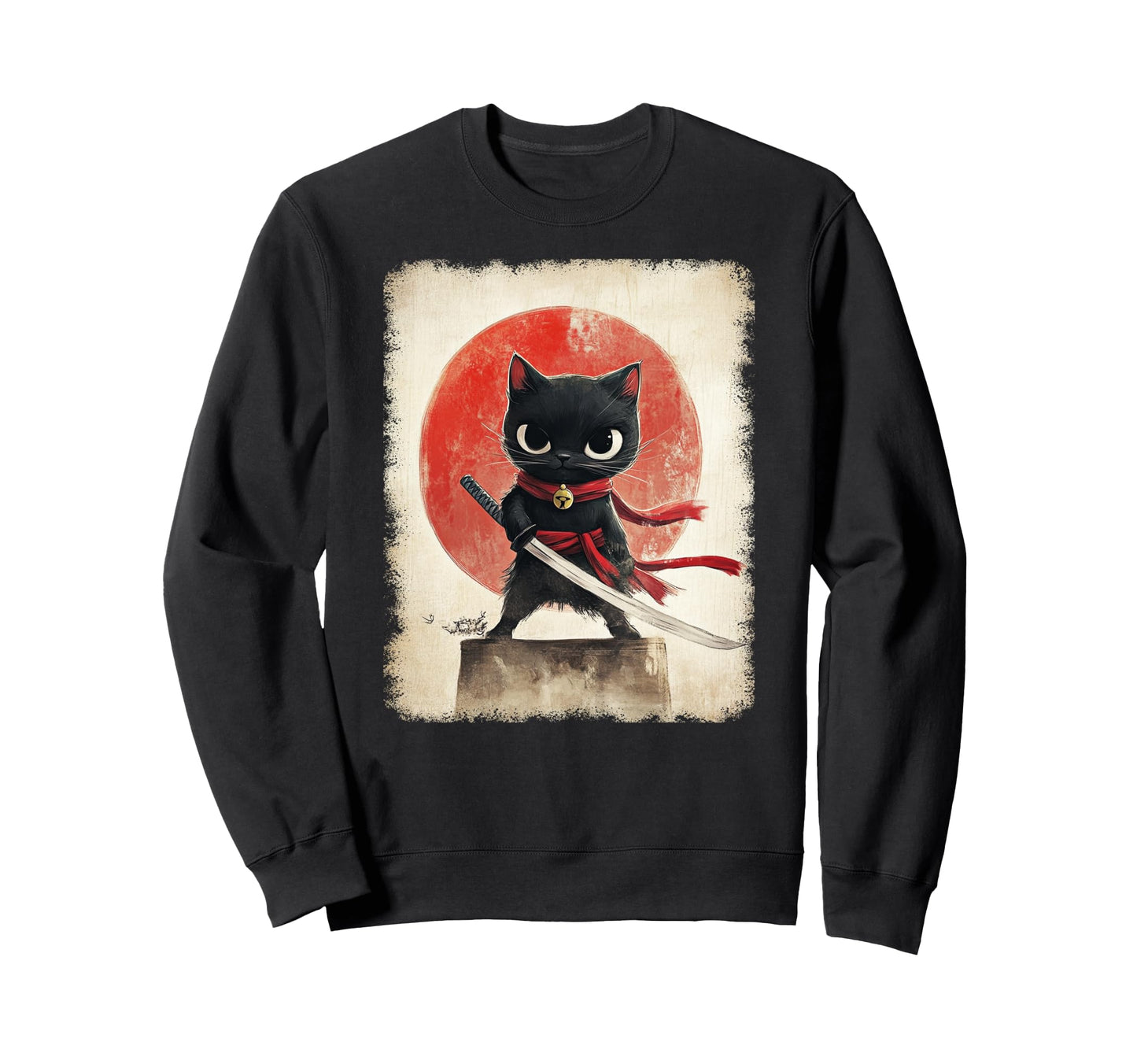 Japanese Samurai Kitten Kawaii Sweatshirt - Streetwear Style Men Women - T-Shirt, Sweatshirt, Hoodie