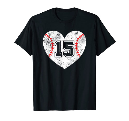 Baseball Heart Player 15 Baseball T-Shirt - Aesthetic Graphic Men Women - T-Shirt, Sweatshirt, Hoodie