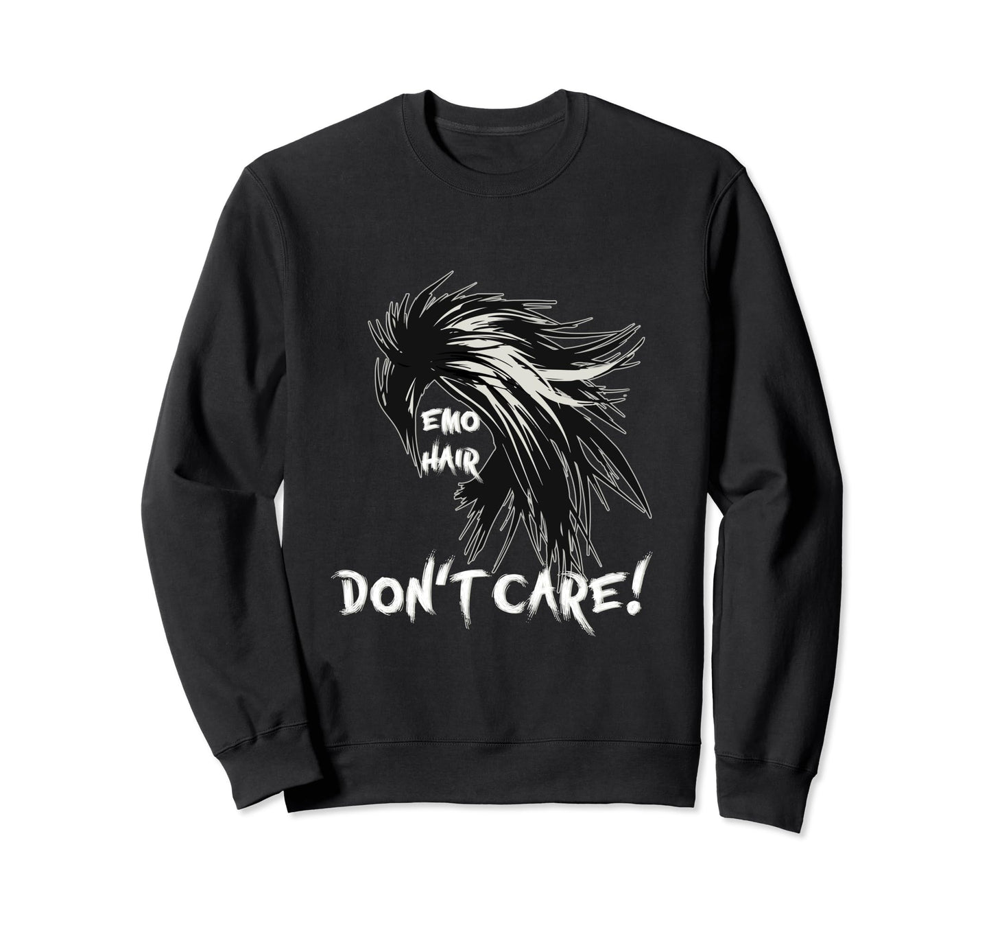 1990S 2000S Pop Emo Hair Dont Care Sweatshirt - Custom Art Print Men Women - T-Shirt, Sweatshirt, Hoodie