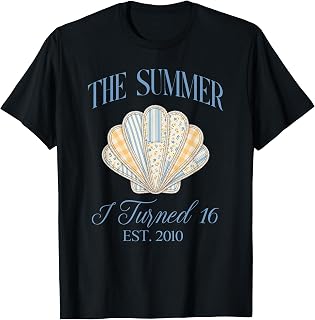Summer I Turned 16 Years Old 16th Birthday Beach Seashell T-Shirt Unisex T-shirt, Sweatshirt, Hoodie, Long Sleeve Tee - T-Shirt, Sweatshirt, Hoodie