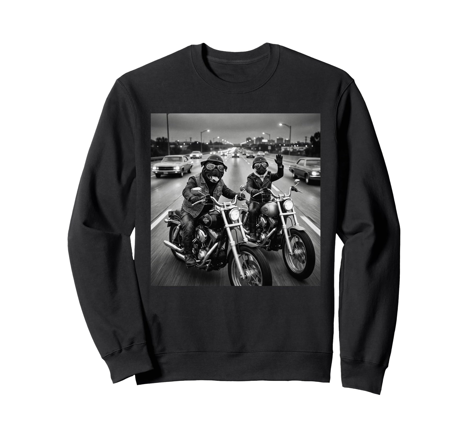 Pug Biker Funny Costume Meme Dad Sweatshirt - Trendy Graphic for Adults - T-Shirt, Sweatshirt, Hoodie