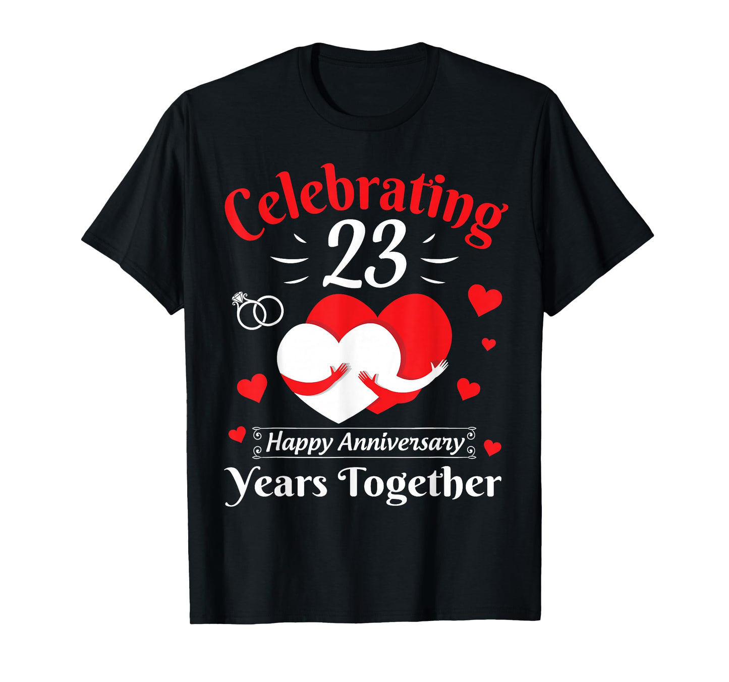 Hearts Hugging Celebrating 23 Years T-Shirt - Custom Art Print for Adults - T-Shirt, Sweatshirt, Hoodie