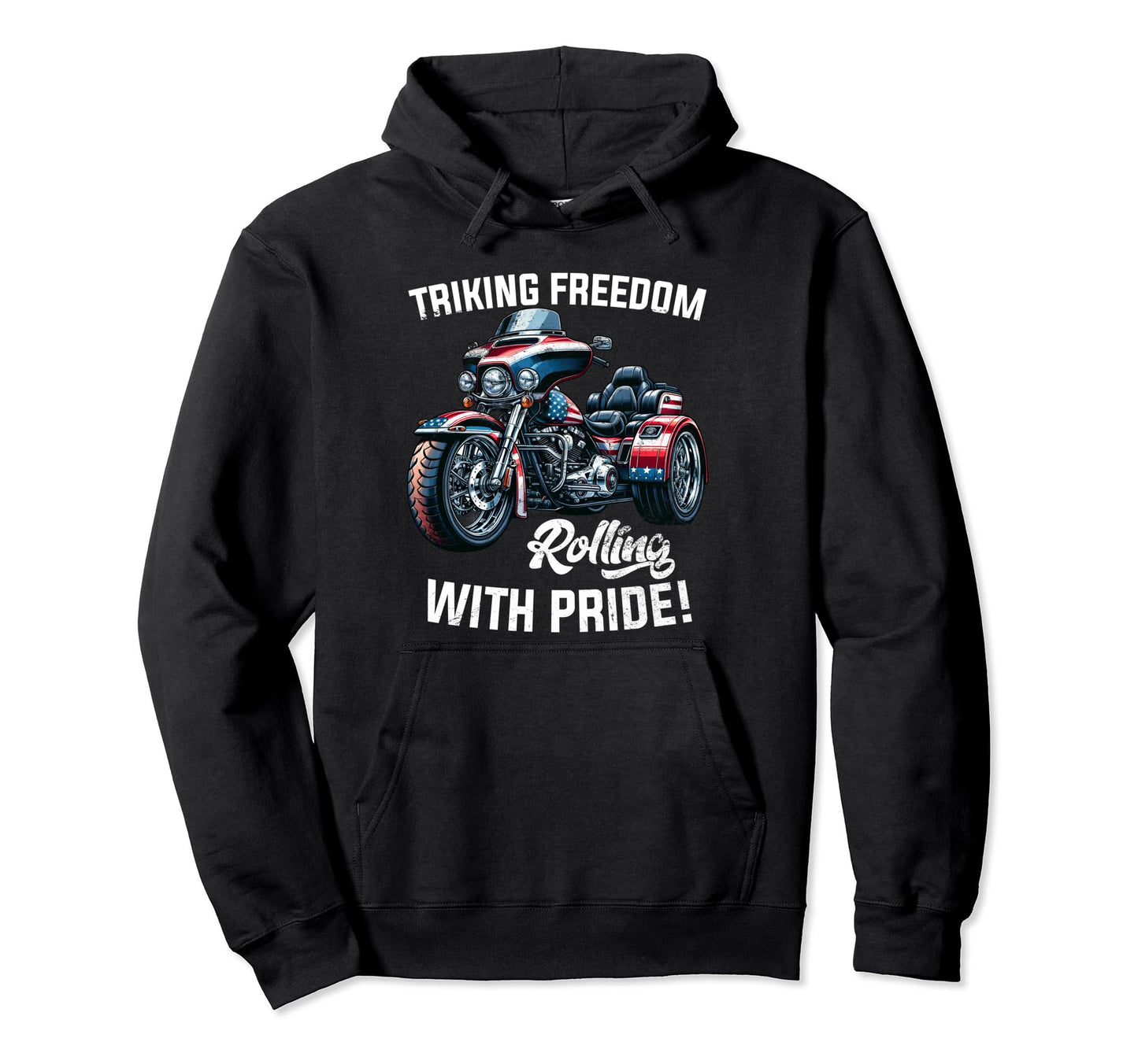 Motorcycle Trike American Usa Three Hoodie - Fun Novelty Design Unisex - T-Shirt, Sweatshirt, Hoodie